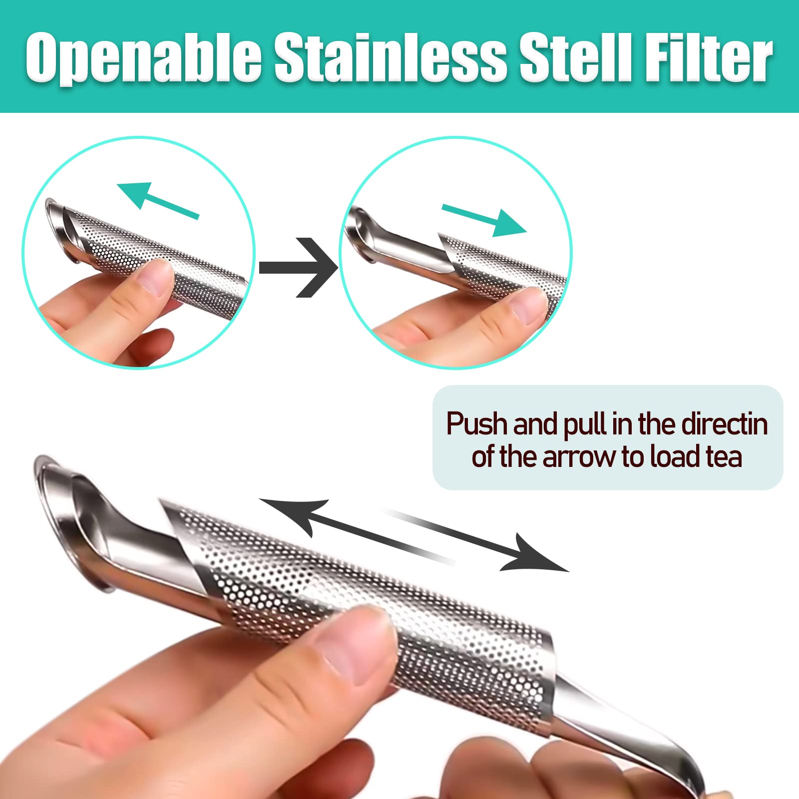 3 Pcs Tea Infuser And 1 Brush, Stainless Steel Tea Infuser Stick Pipe Tea Infuser For Loose Tea Leaf, Tea Infusers Pen With Hook