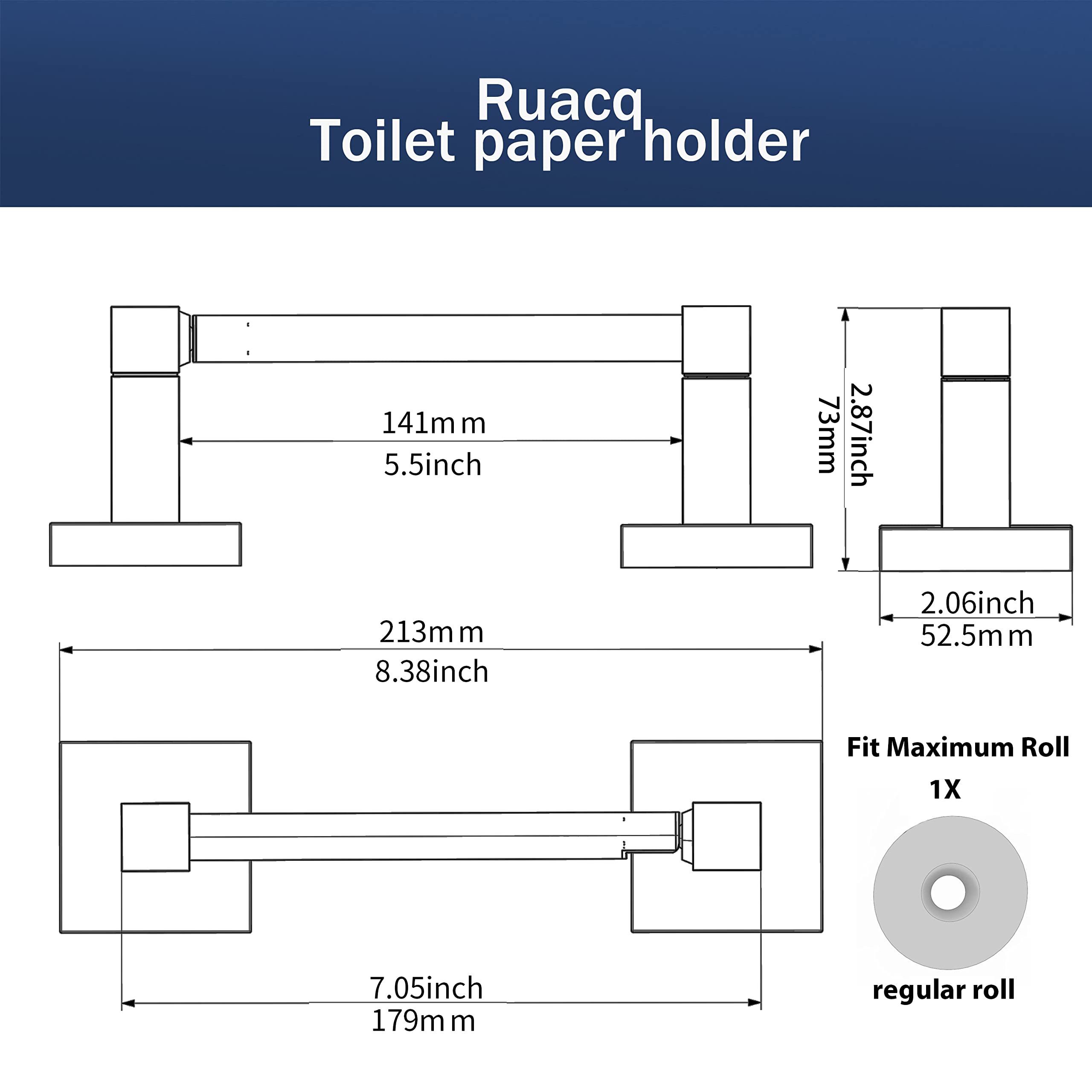 Ruacq Toilet Paper Holder Chrome Double Post Pivoting Square Tissue Holders Roll Holder Hangers Toilet Paper Stand Stainless Ste