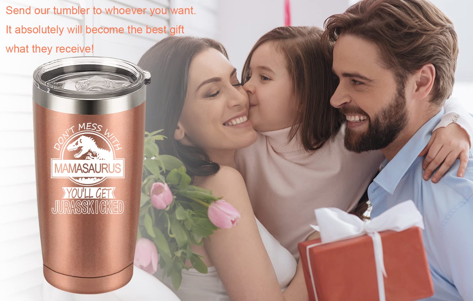 Mamasaurus Tumbler Don'T Mess With Mamasaurus You'Ll Get Jurasskicked Travel Tumbler Birthday Mothers Day Gifts For Mom From Dau