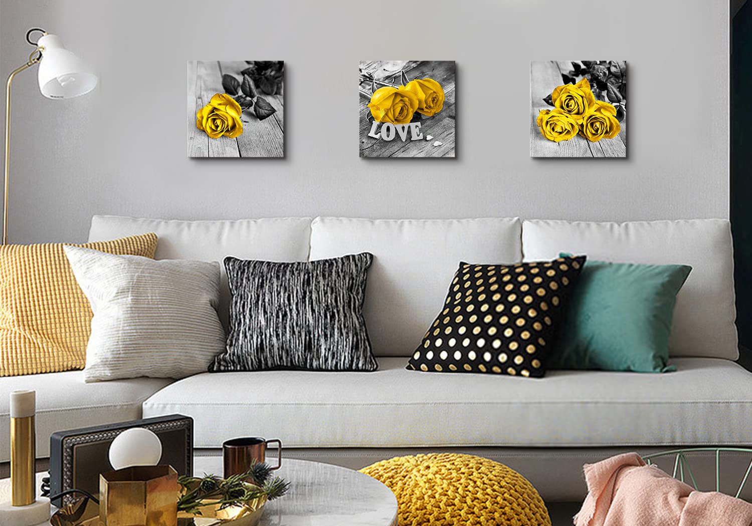Yellow Wall Decor For Living Room Bathroom Accessories Yellow Rose Flower Wall Art Yellow And Grey Wall Decor Rustic Floral Canv