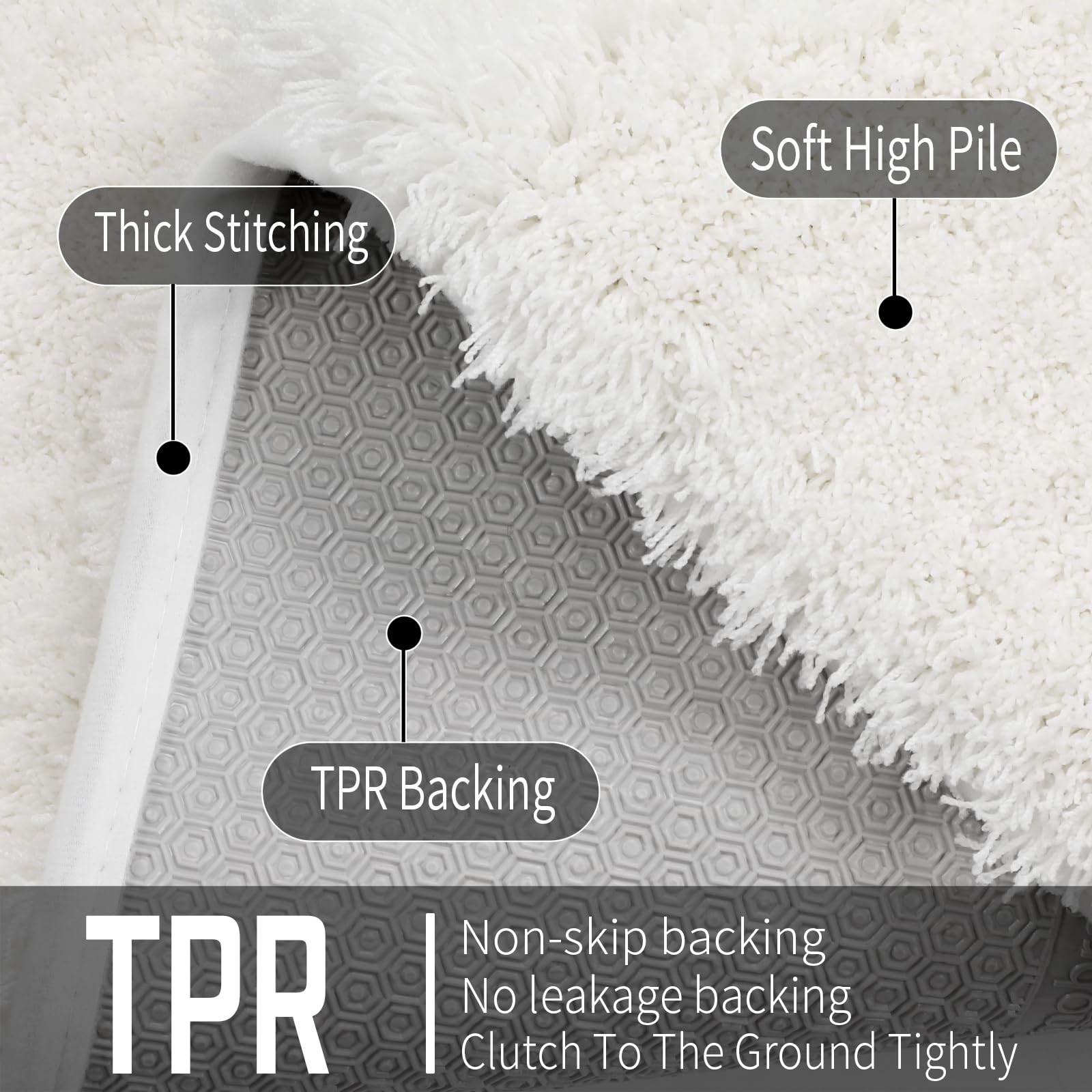 Yimobra Fluffy Plush Bath Rug, Super Shaggy Soft Comfortable Non Slip, Water Absorbent Microfiber Bath Mat, Dries Quickly, Machi