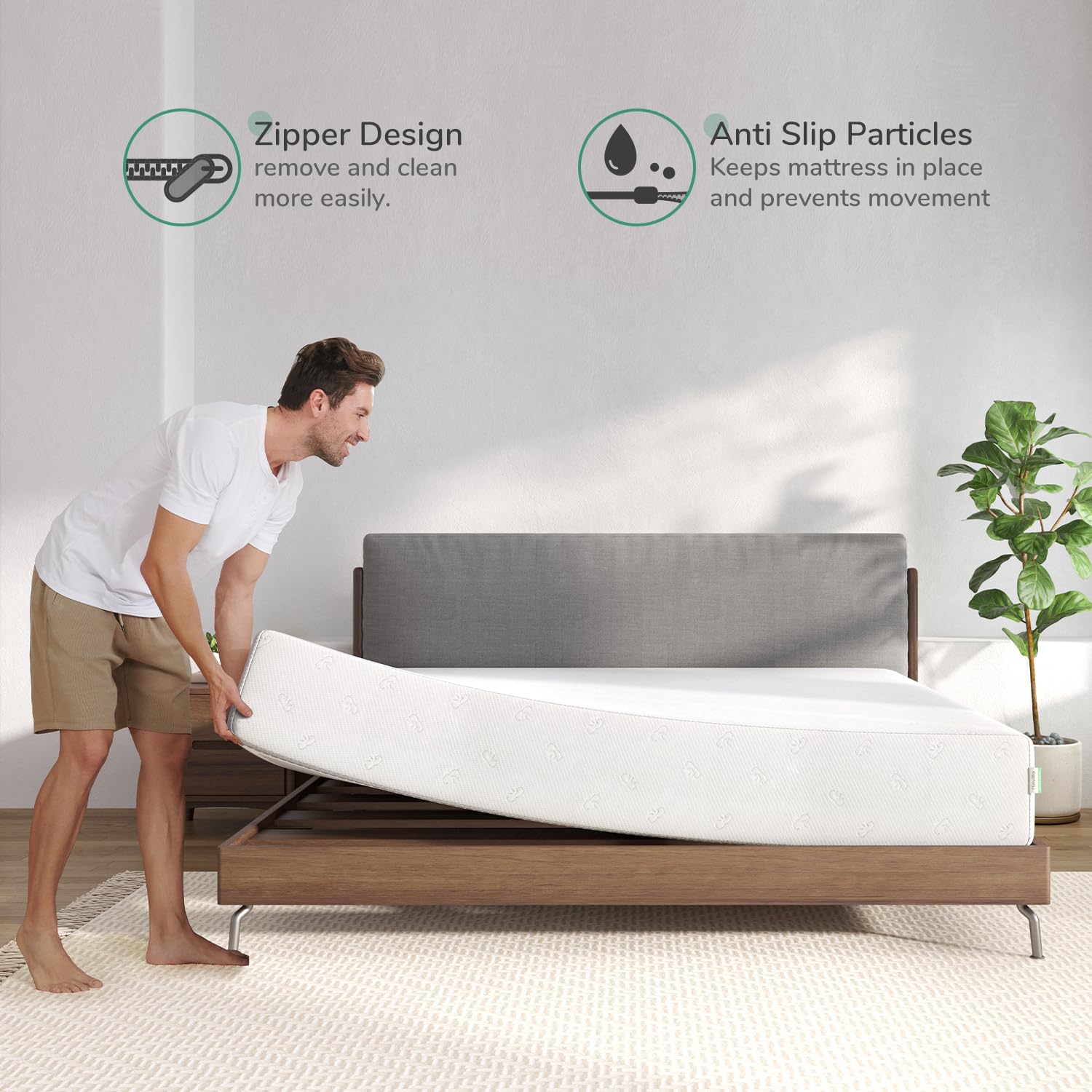Novilla Queen Mattress, 12 Inch Queen Size Memory Foam Mattress With Comfort Foam For Pressure Relief & Cool Fresh Sleep,Removab