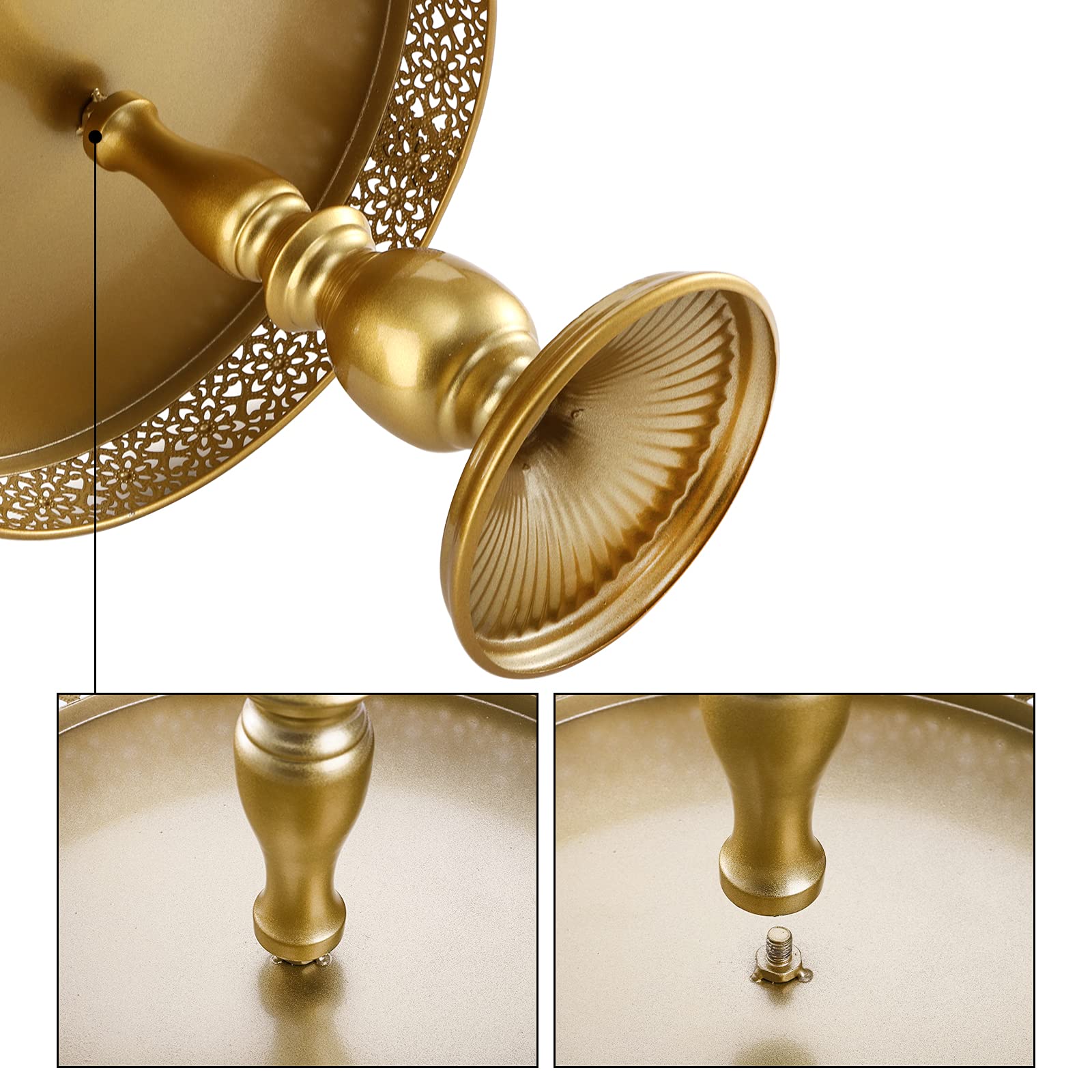 Peohud 10 Pieces Gold Cake Stand, Metal Round Cupcake Tower, Decorative Dessert Fruit Candy Display Plate For Wedding, Anniversa