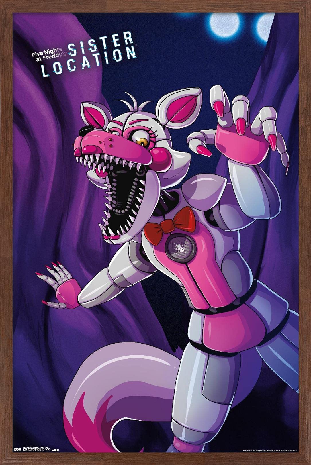 Trends International Five Nights At Freddy'S: Sister Location - Funtime Foxy Wall Poster, 14.725'' X 22.375'', Mahogany Framed V