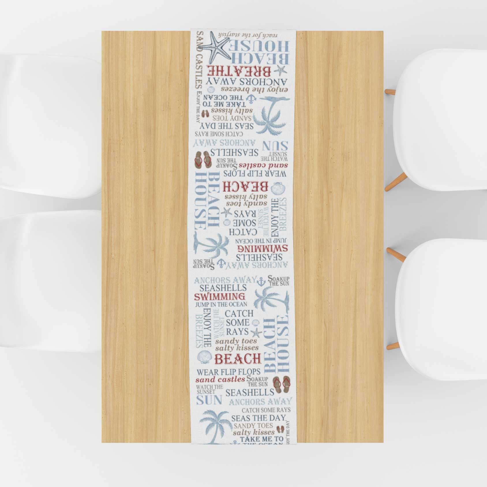 Decopow Nautical Beach Style Table Runner,14 Inches X 70 Inches