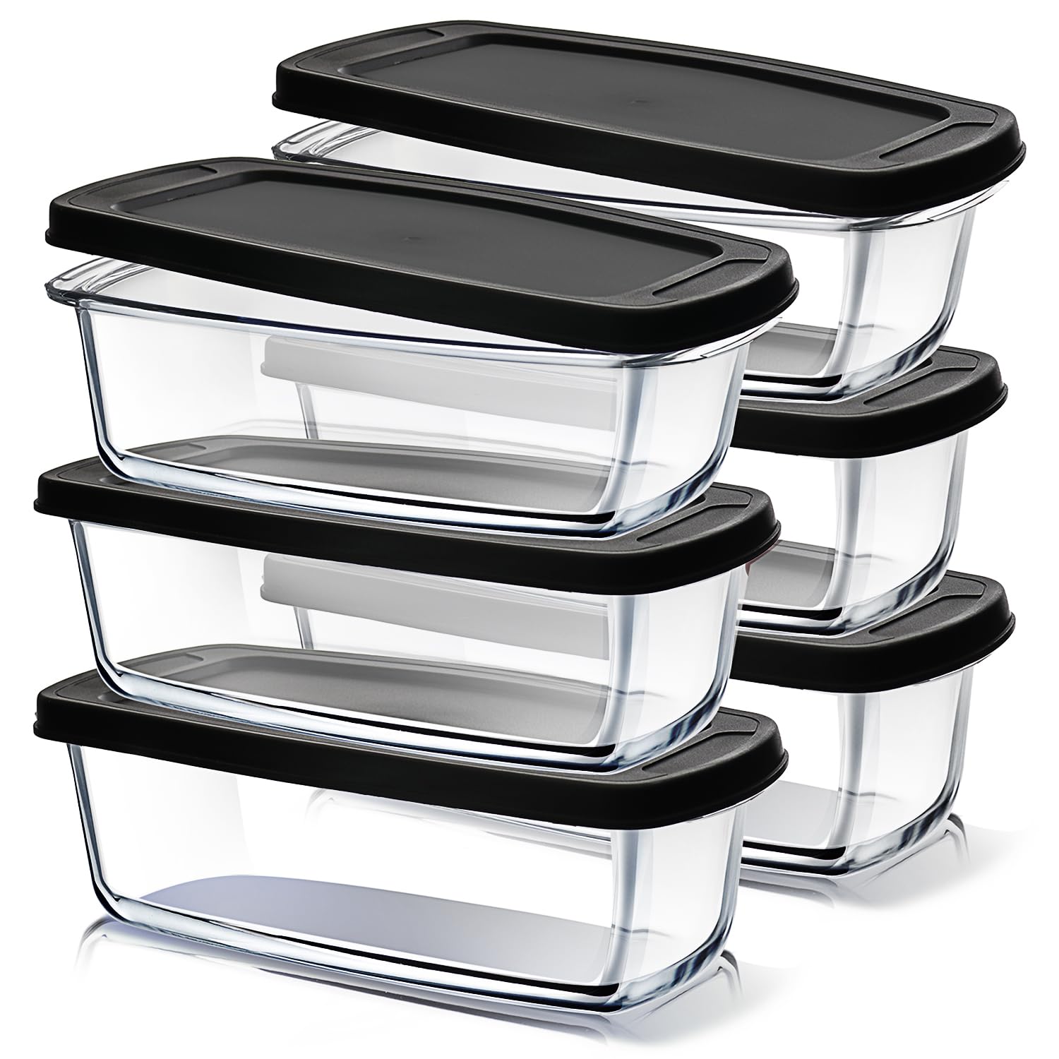 EATEX Glass Bread Pans for Homemade Bread Baking, 1.9 Quart Deep Rectangular Glass Food Storage Containers with Lids BPA Free Mi