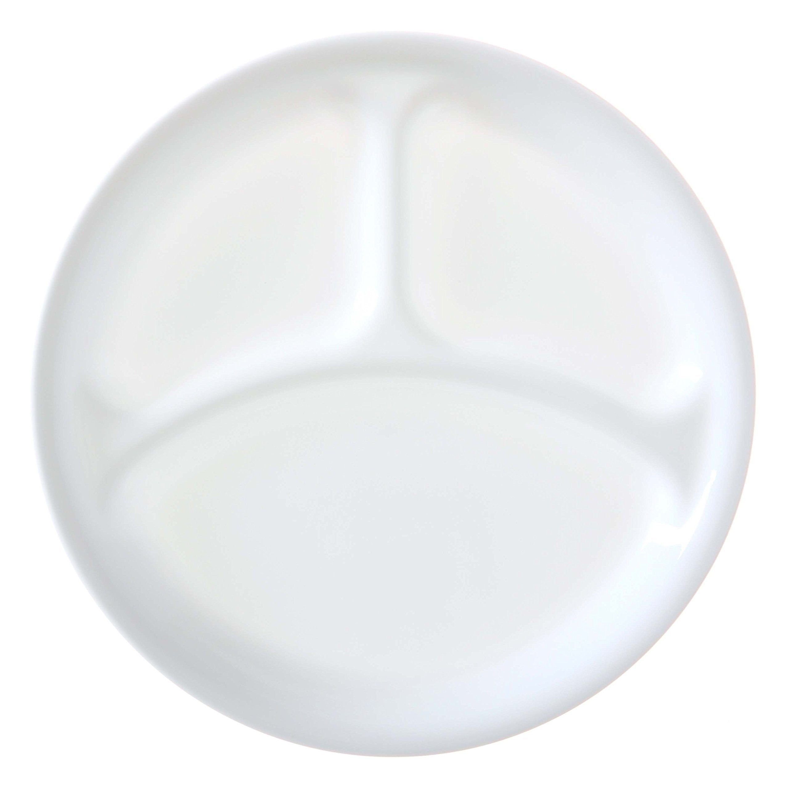 Corelle Winter Frost White 26cm Divided Dinner Plate, Pack of 6