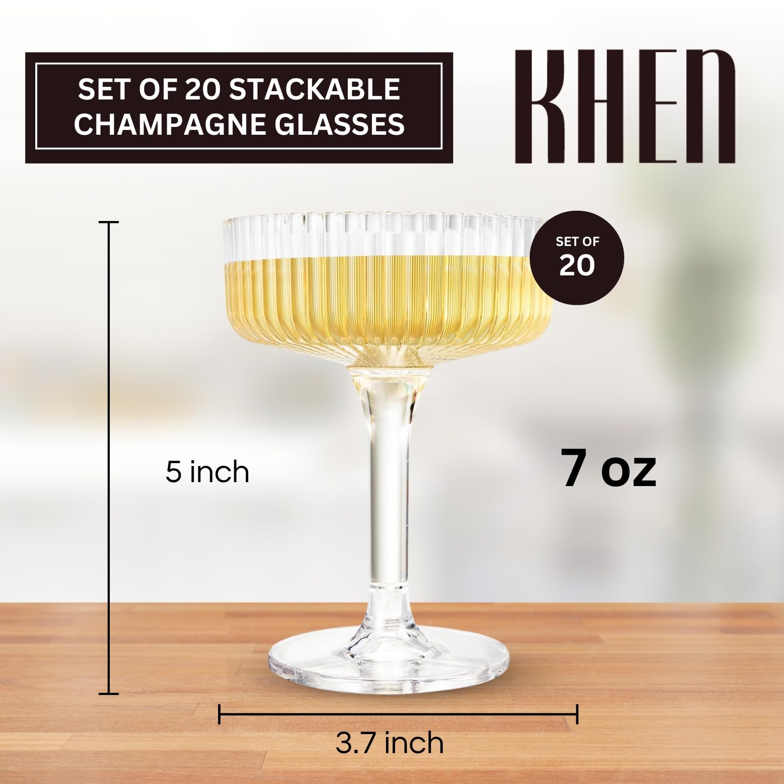 Premium ACRYLIC Champagne Tower Kit | 21 Stackable 7 oz