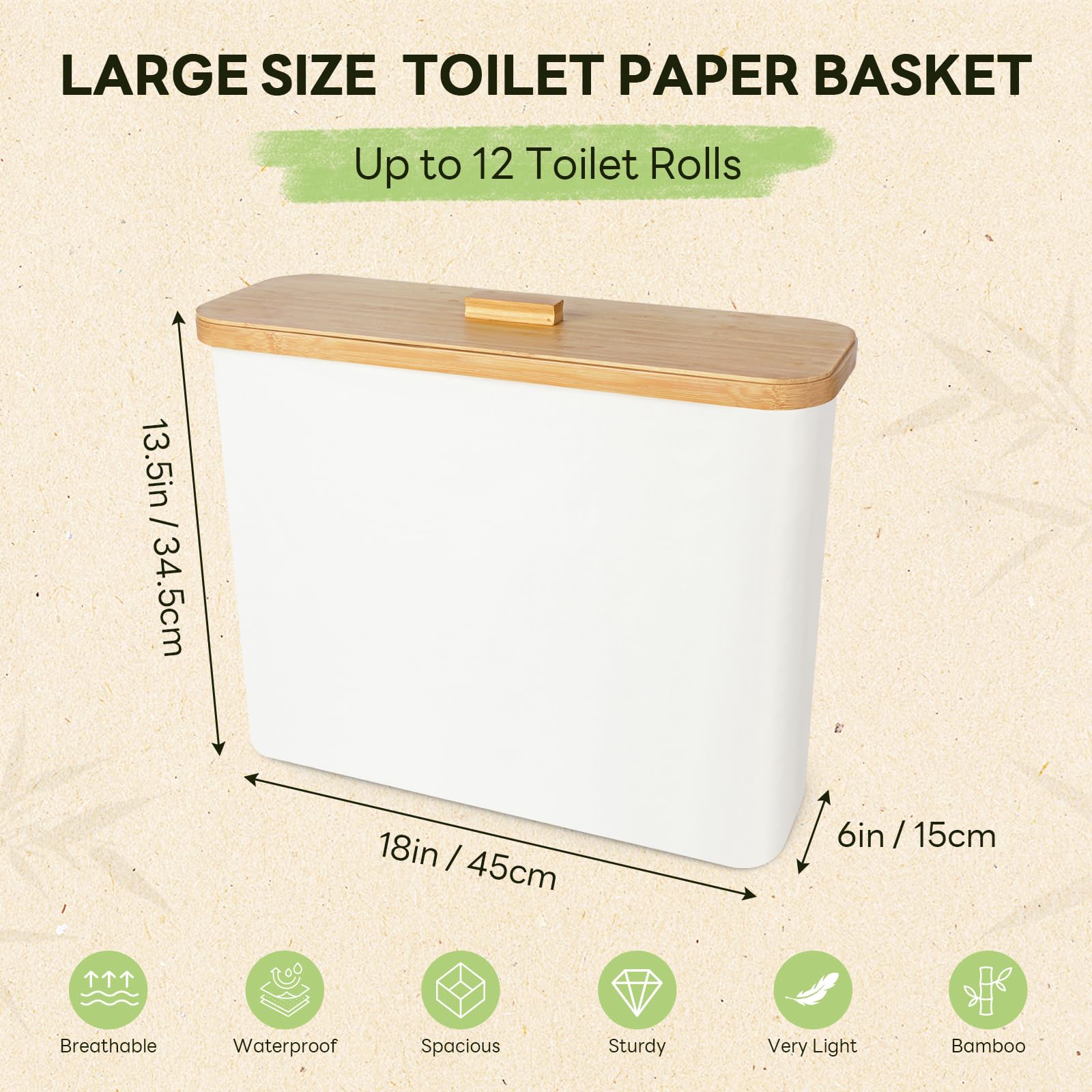 Toilet Paper Storage Basket, Toilet Paper Organizert For Bathroom Storage, Bamboo Basket Bin For Toilet Tank, Toilet Paper Holde