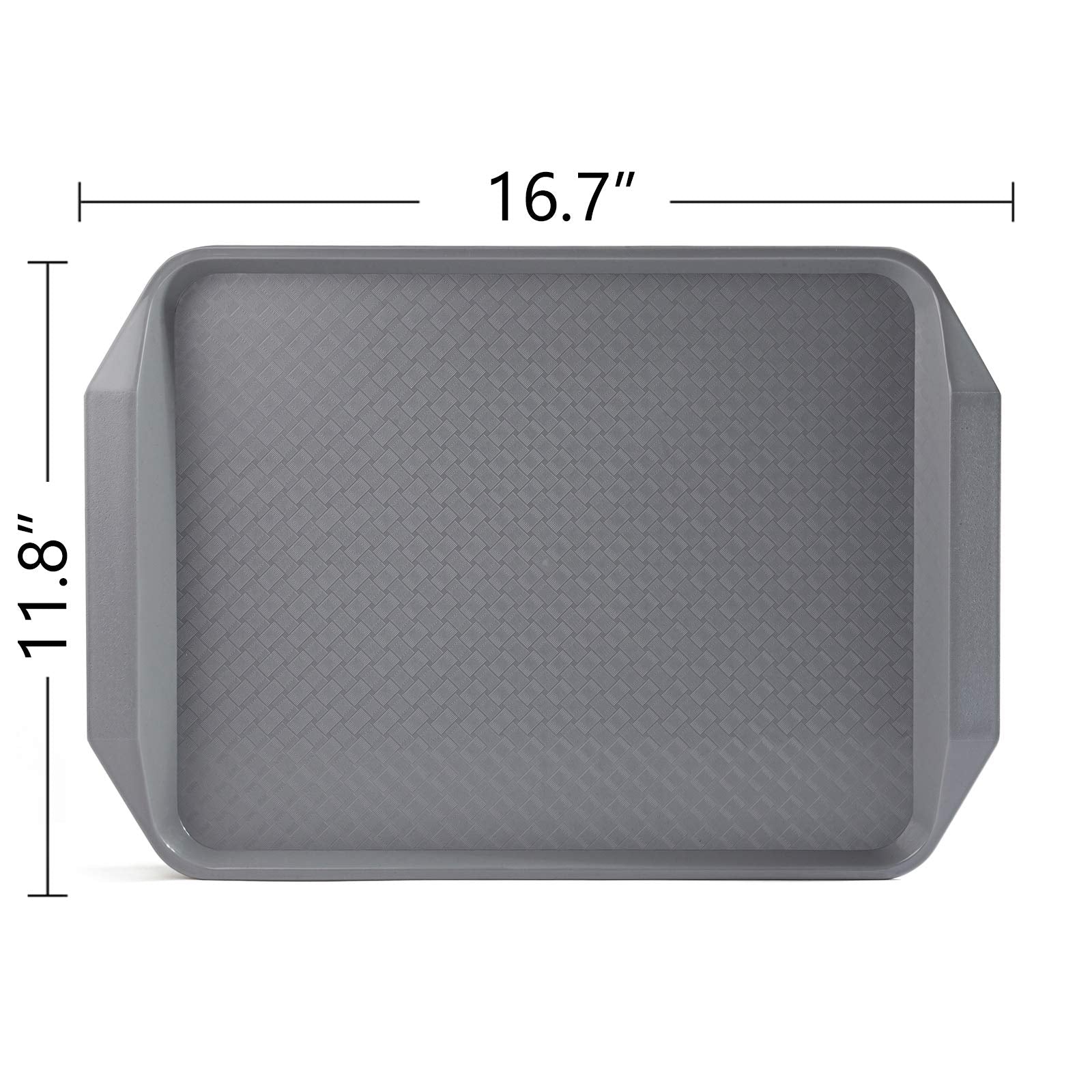 Aebeky Plastic Fast Food Tray,16.7 By 11.8-Inch,Set Of 12 (Grey)