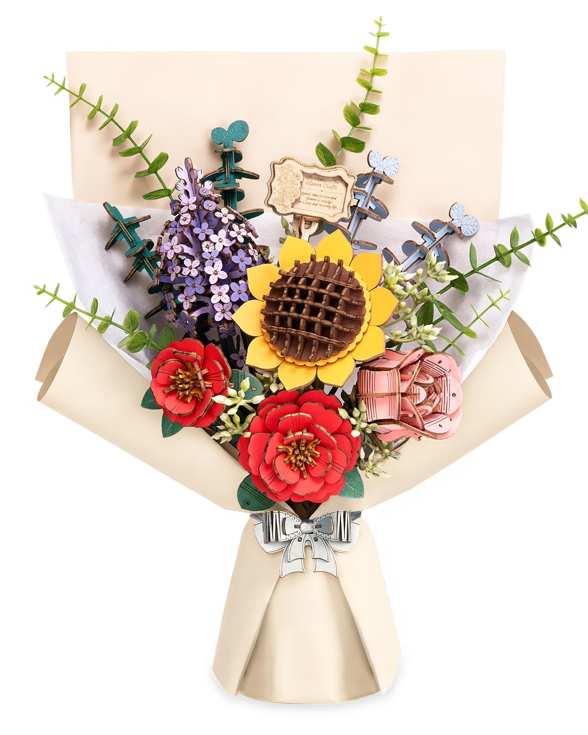 Rowood Artifical Flowers,Wooden Flower Bouquet Building Sets for Adults,Botanical Collection,Mothers Day/Valentines Day/Christm