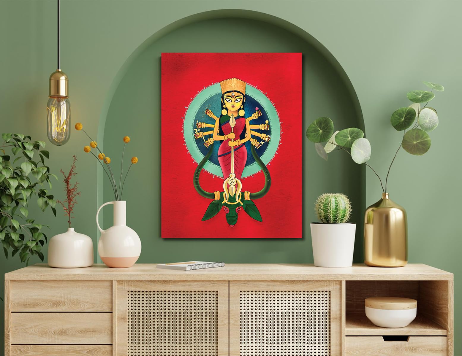 Namaste Home - Canvas Painting - Maa Durga - Traditional Art - Abstract Art - Canvas Painting for Home and Office (Cotton Canvas