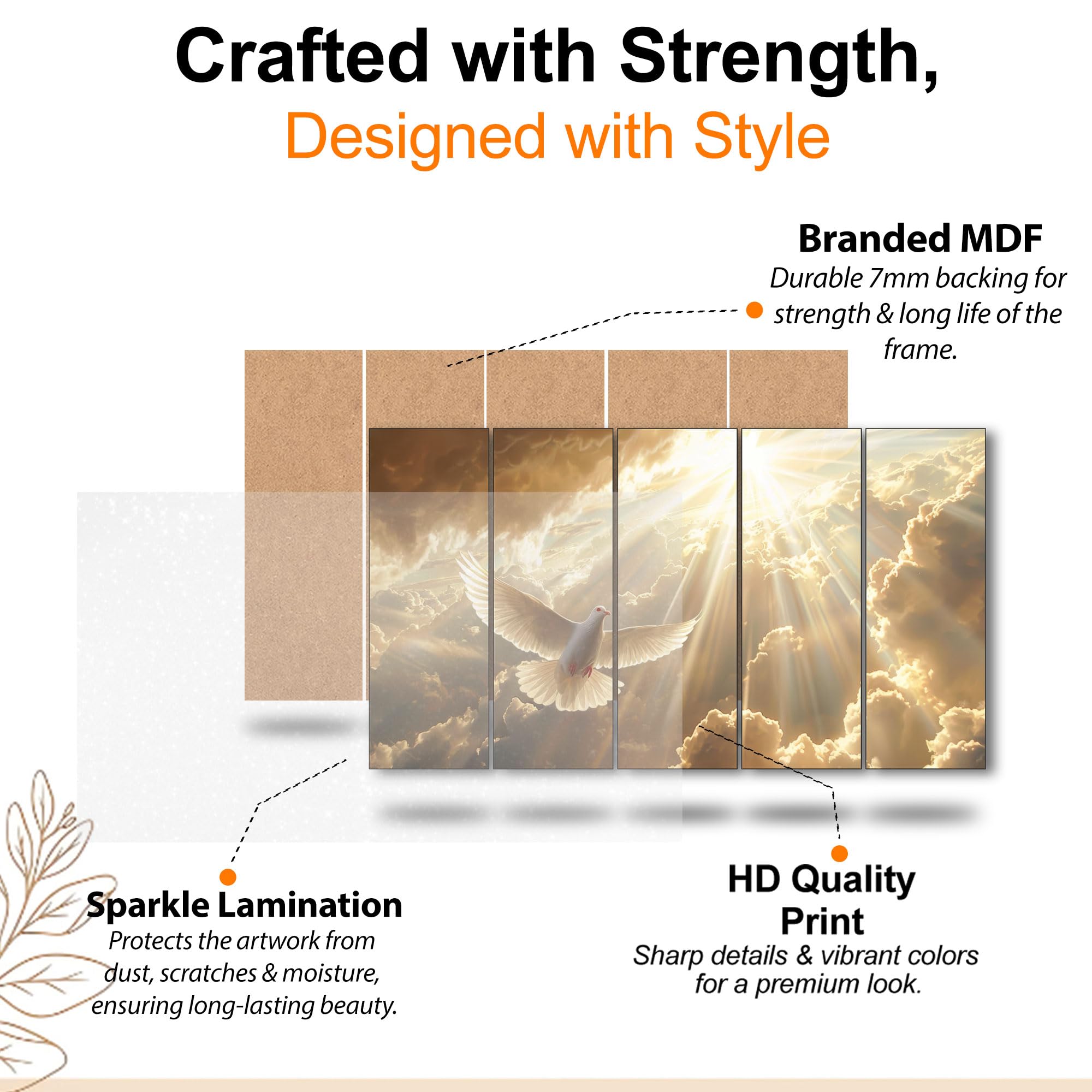 The Castle Decor Birds Painting With Frame Big Size 36X60 Wall Art For Living Room,Bedroom,Drawing Room,Hotels-Wooden Framed-765