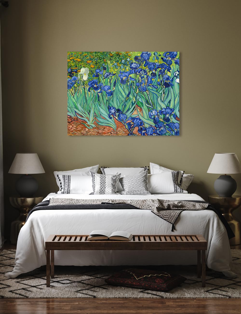 Decorarts - Irises In The Garden, Vincent Van Gogh Reproductions. Oversize Giclee Canvas Print Wall Art For Home Wall Decor. 40X