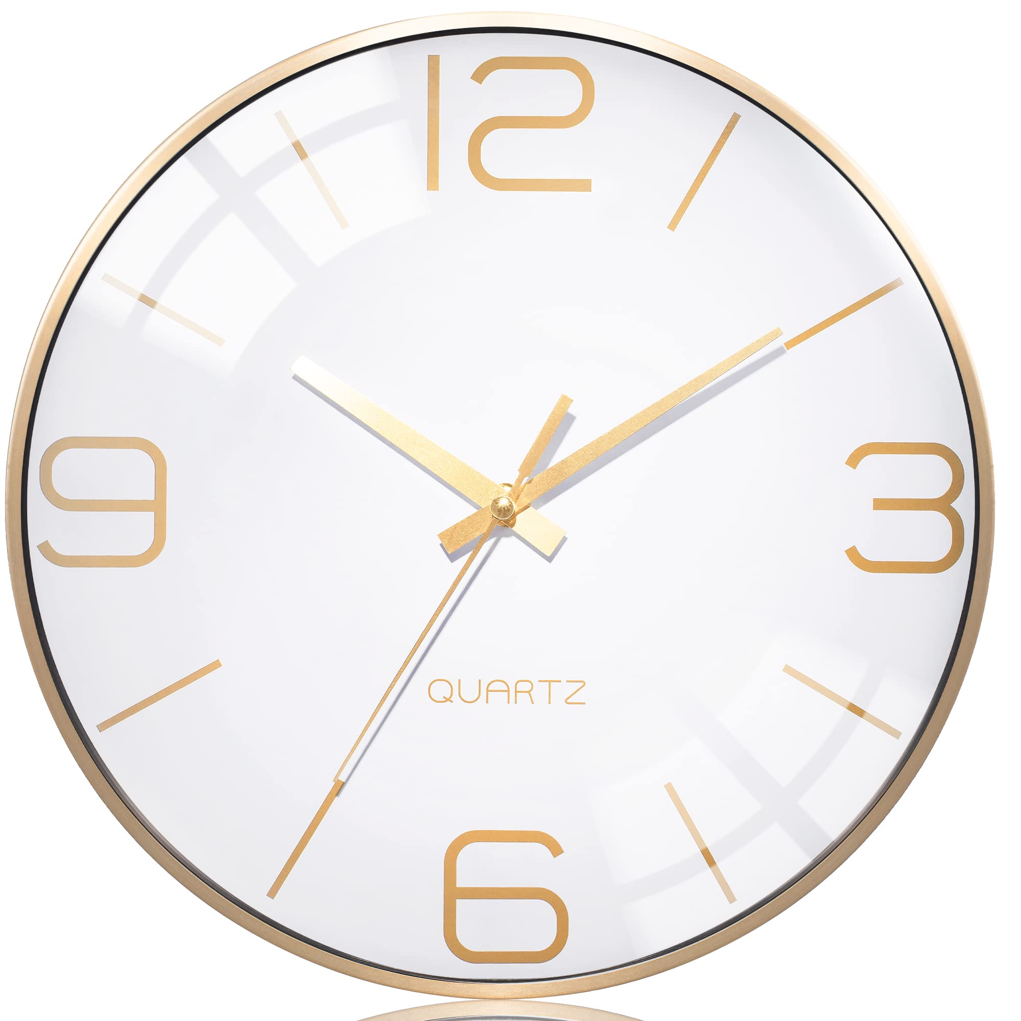 AYRELY 12 Inch Silent Modern Wall Clocks Battery Operated, Wall Clock for Living Room D  cor,Gold Metal Frame Clock Decorative f