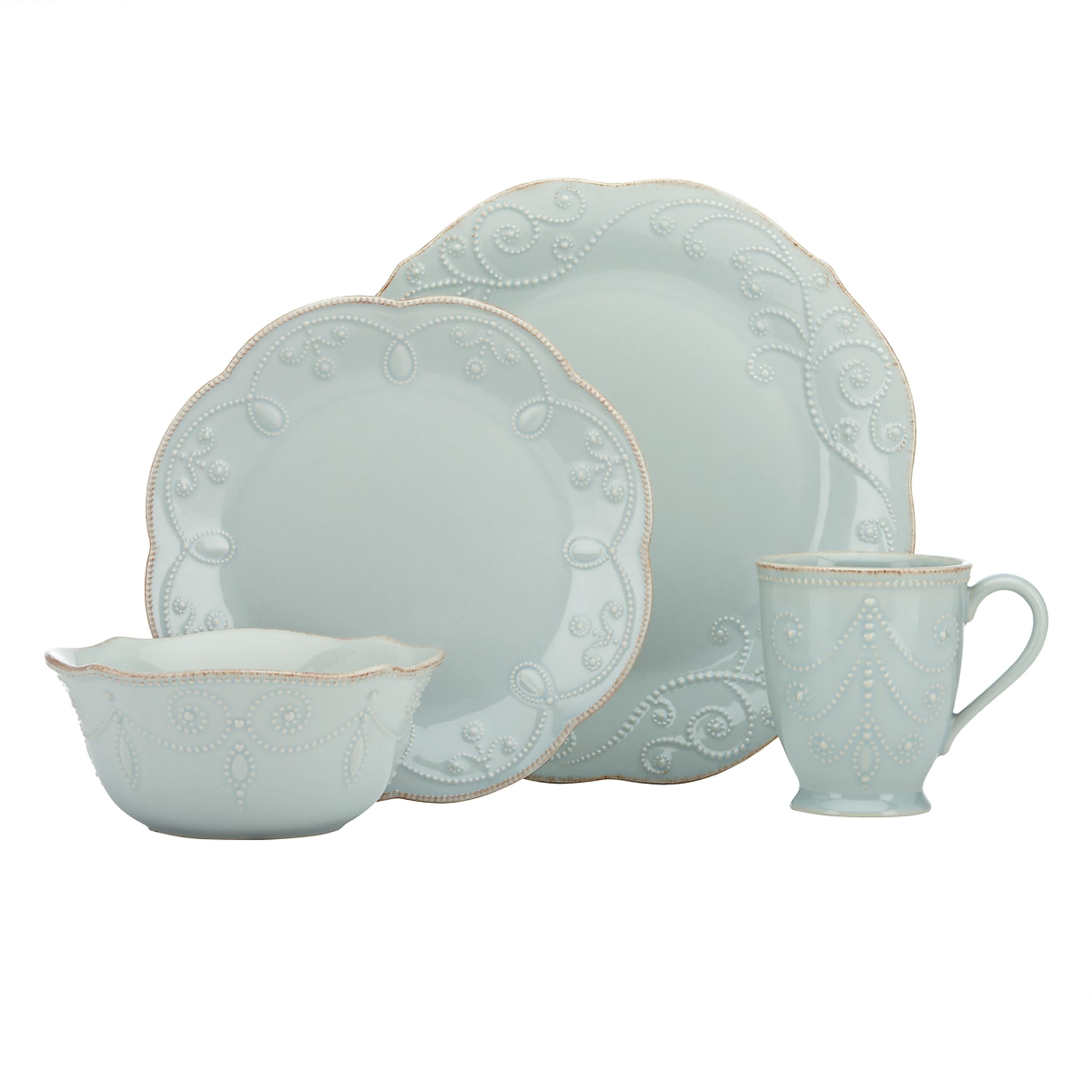 Lenox French Perle 4-Piece Place Setting, Ice Blue,12 oz