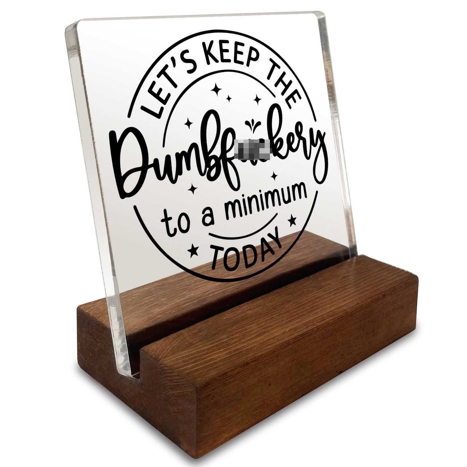 Inspirational Quotes Home Office Desk Decor, Motivational Minimalist Decor Art Acrylic Plaque With Wooden Stand Sign Funny Home 