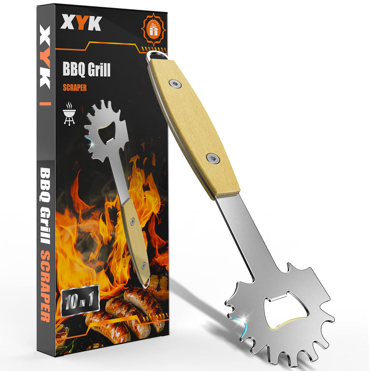 Bbq Grill Scraper, Stocking Stuffers For Men, Bristlefree Safe Bbq Scraper Fits Any Grilling Grate Or Smoker Cleaning Tool And K