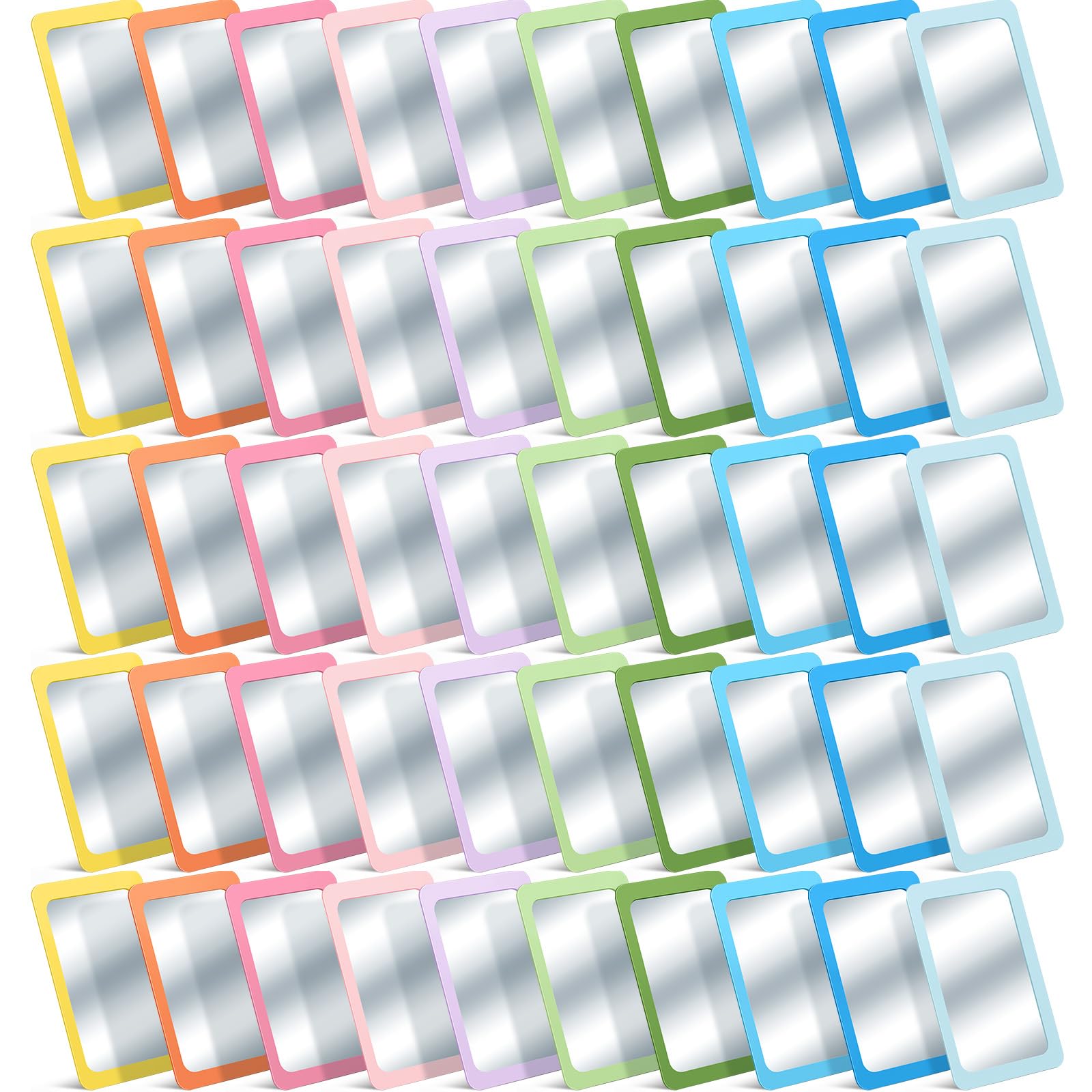 Dandat 50 Pcs Unbreakable Shatter Proof Mirror for Kids 6 x 4 Inches Small Pastel Unbroken Lock Mirrors Bulk for School DIY Craf