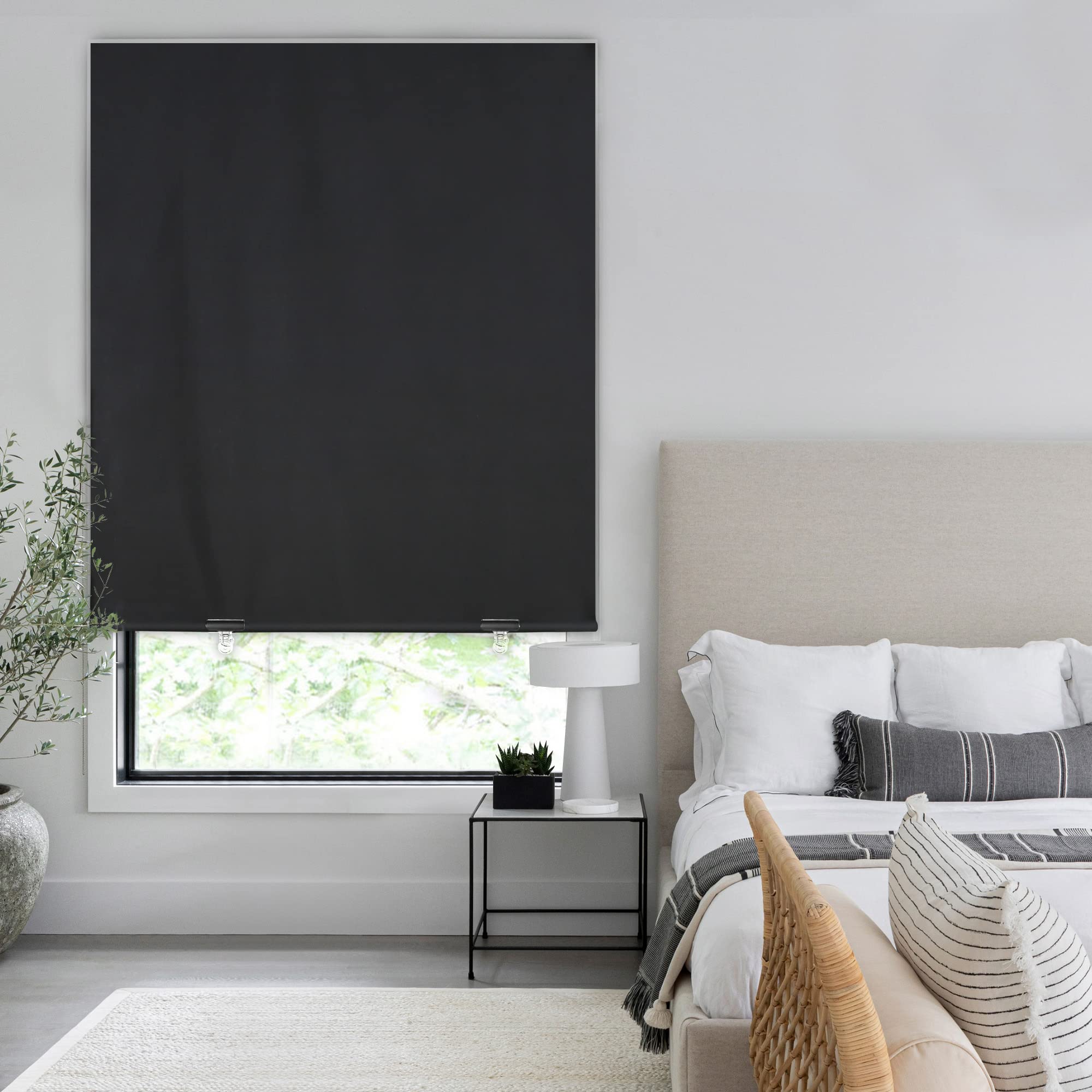 LazBlinds Black 100% Blackout Roller Shades, Cordless, Thermal Insulated, 36''W x 72''H
