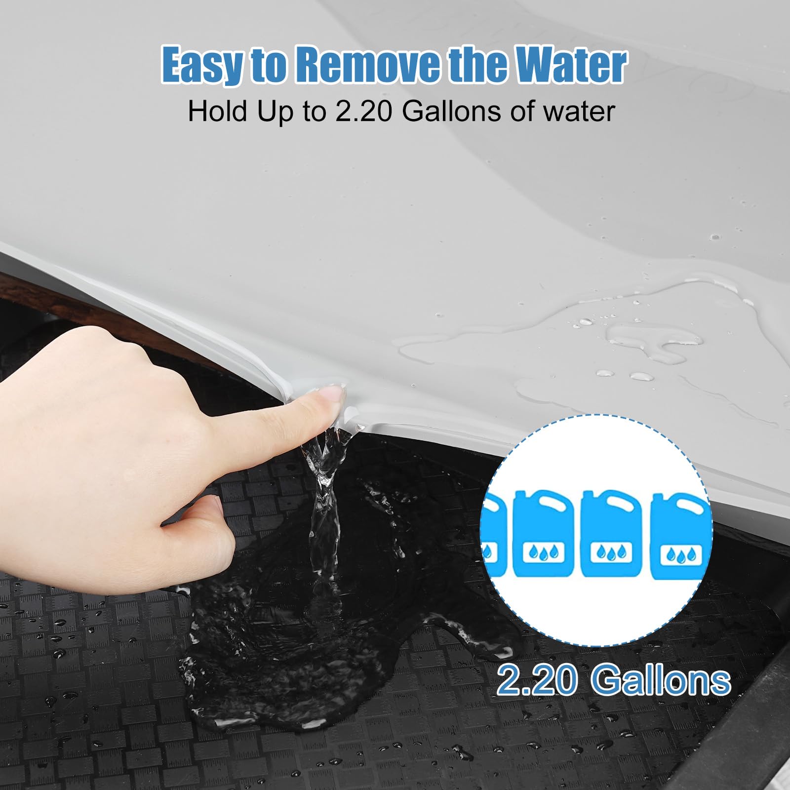 BEESVO Under Sink Mat Kitchen & Bathroom Cabinet Liner  34'' x 22'' Silicone Waterproof Under Sink Drip Tray  Hold up to 3.3 Gallons Liquid  Cool Grey