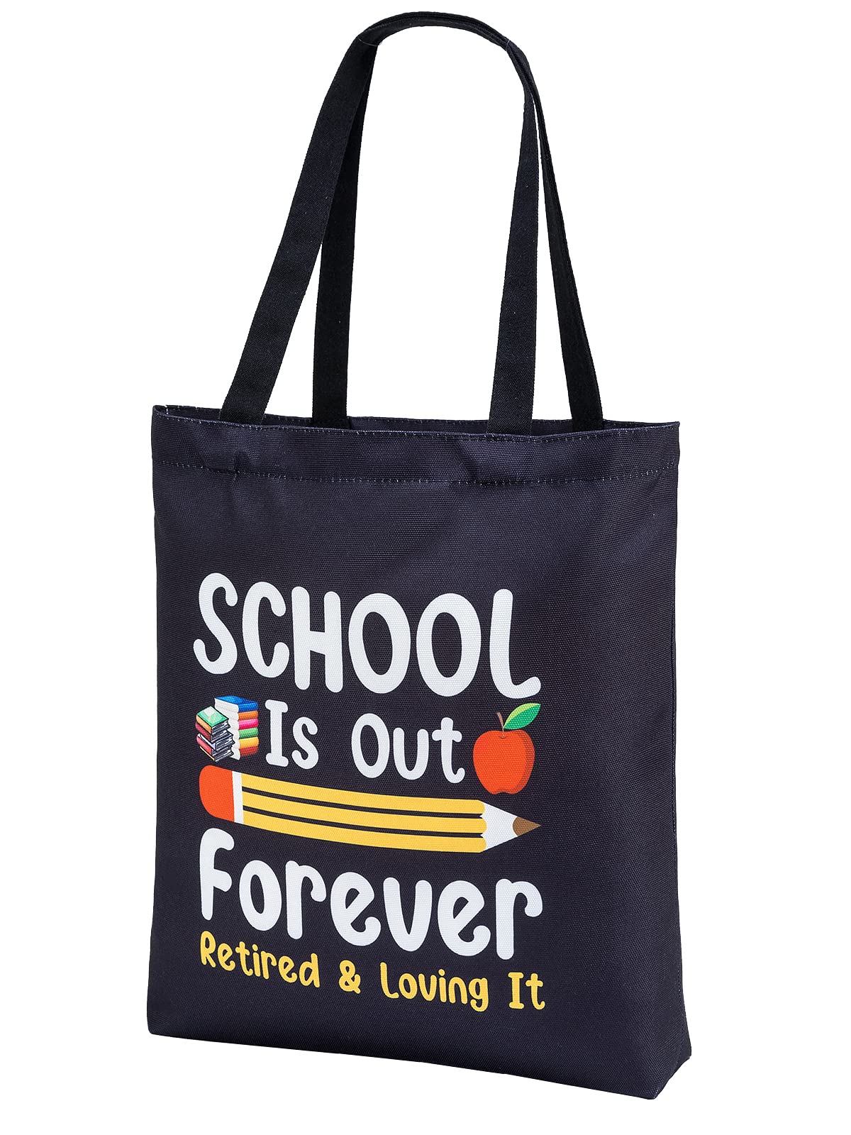 Parbee Tote Bag, Large Black Canvas Bag With Pocket, Funny Retirement Gift For Teachers, Reusable, Machine Washable, Tote Bag Fo