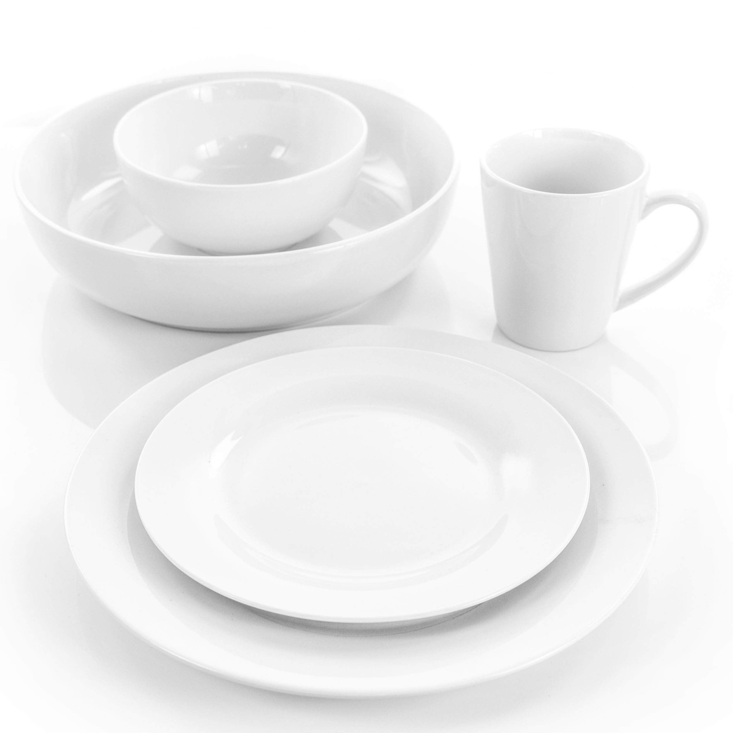 Elama White Porcelain Dish Dinnerware Set, 18 Piece, Carey