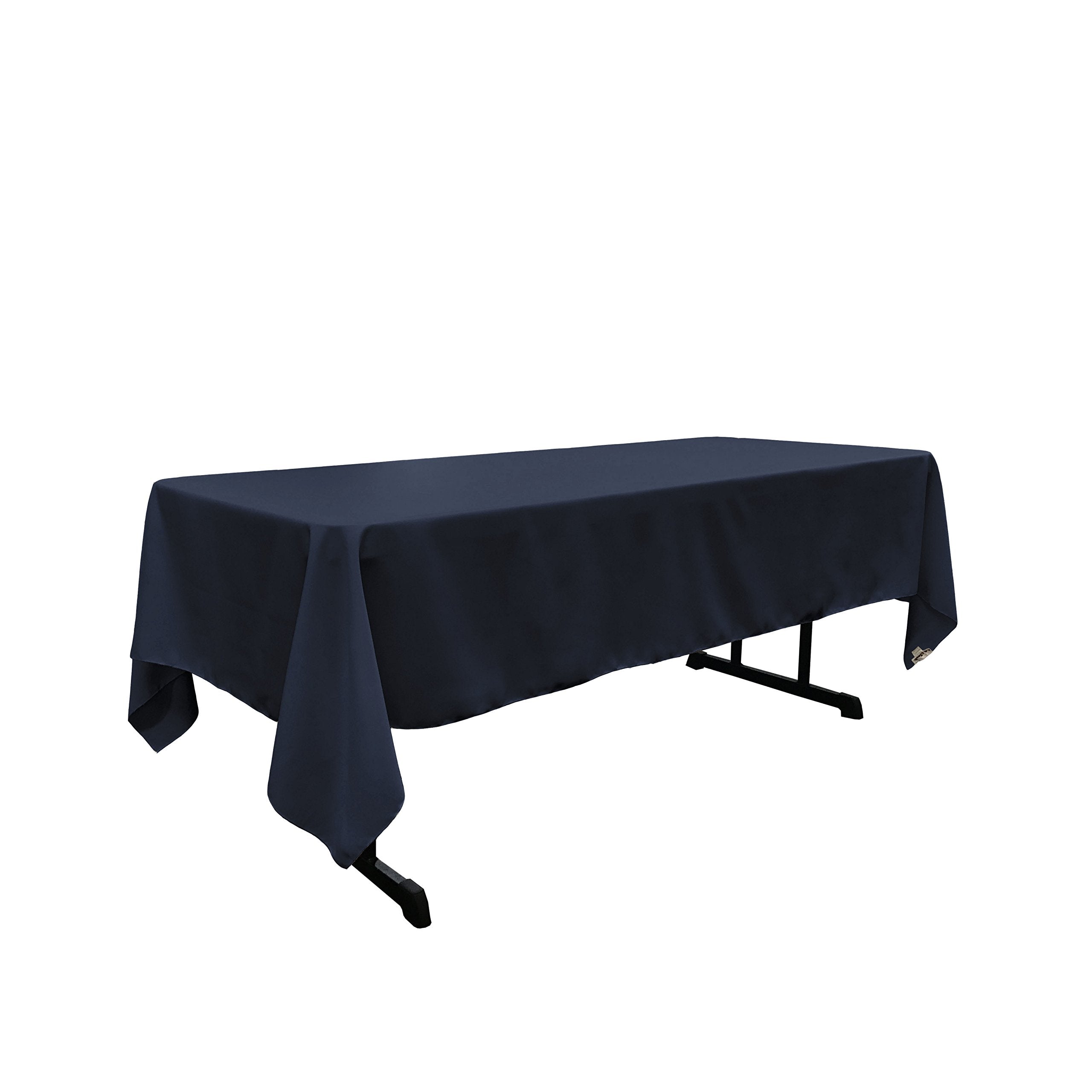 LA Linen Polyester Poplin Rectangular Tablecloth  60 by 102-Inch  Navy Blue
