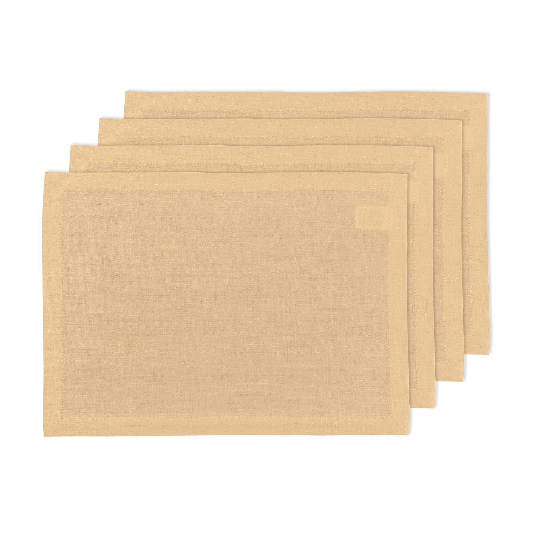 Solino Home Linen Placemats 19'' L X 14'' W Inch - 100% Pure Linen Peach Cloth Placemats Set Of 4 - Fete, Washable Fabric Place