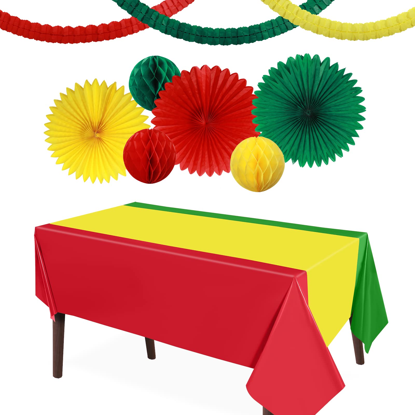 10 Pcs Reggae Birthday Party Supplies 51 x 71 Inch Plastic Rectangular Table Cover Foil Decorations Summer Music Jamaican Party 