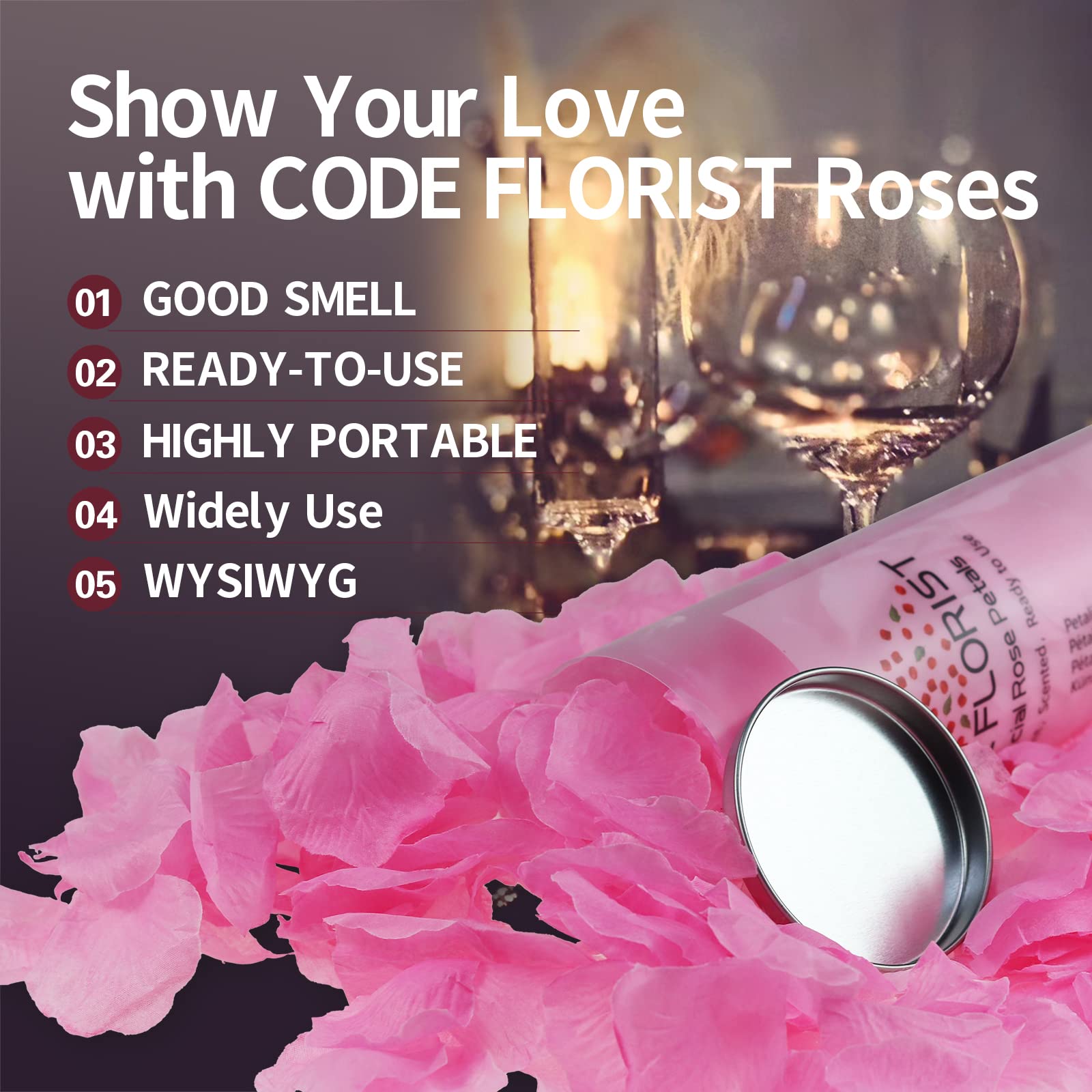CODE FLORIST 1500 PCS Pink Silk Rose Petals for Valentine's Day,Romantic Night,Wedding,Proposal Anniversary Flower Decorations(S