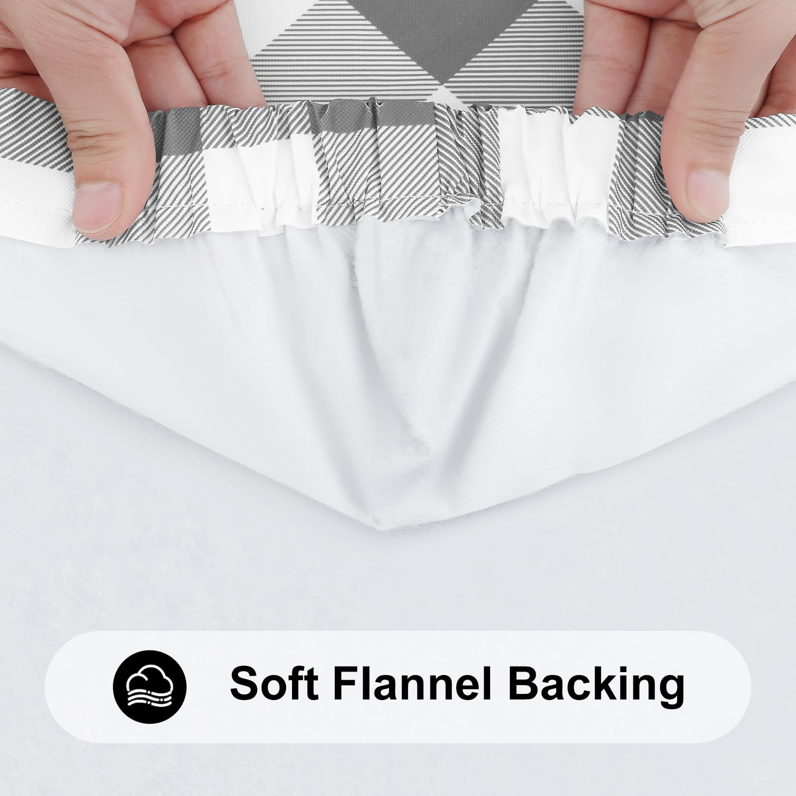 Smiry Rectangle Picnic Table Cloth, Elastic Waterproof Fitted Vinyl Tablecloth For 6 Ft Tables, Flannel Backed Buffalo Plaid Tab