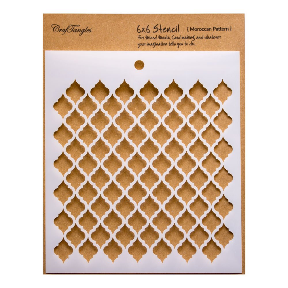 CrafTangles Art and Craft Stencil  Moroccan Pattern, 6x6 inch, Reusable, use for DIY Painting on Canvas, Fabric, Cloth, Paper, 