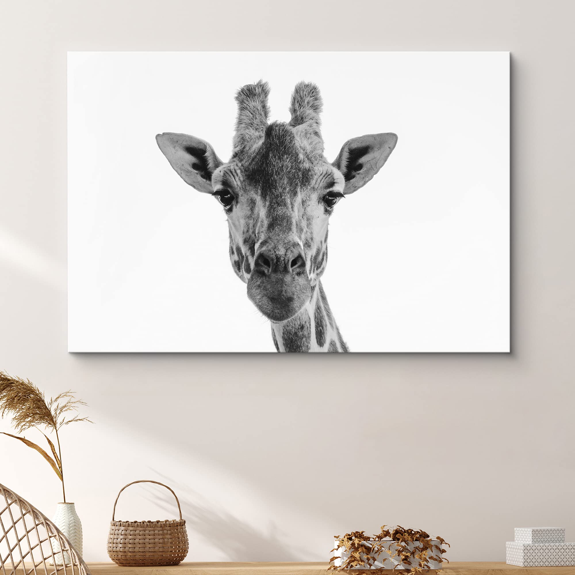 Signford Canvas Print Wall Art Giraffe Closeup Portrait Animals Wildlife Photography Realism Decorative Elements Relax/Calm Grey