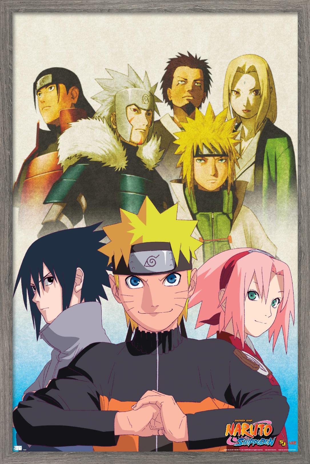 Trends International Naruto Shippuden - Key Art Wall Poster, 22.375'' X 34'', Barnwood Framed Version