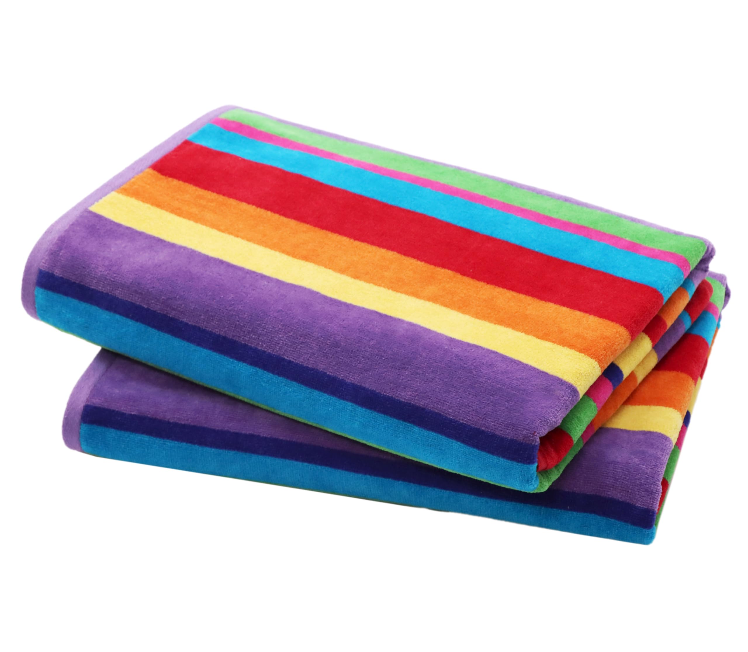 Cotton Craft Oversized Beach Towel - 2 Pack Summer Of Siam Towel Set - 100% Cotton Pool Picnic Bath Towel - Terry Jacquard Velou