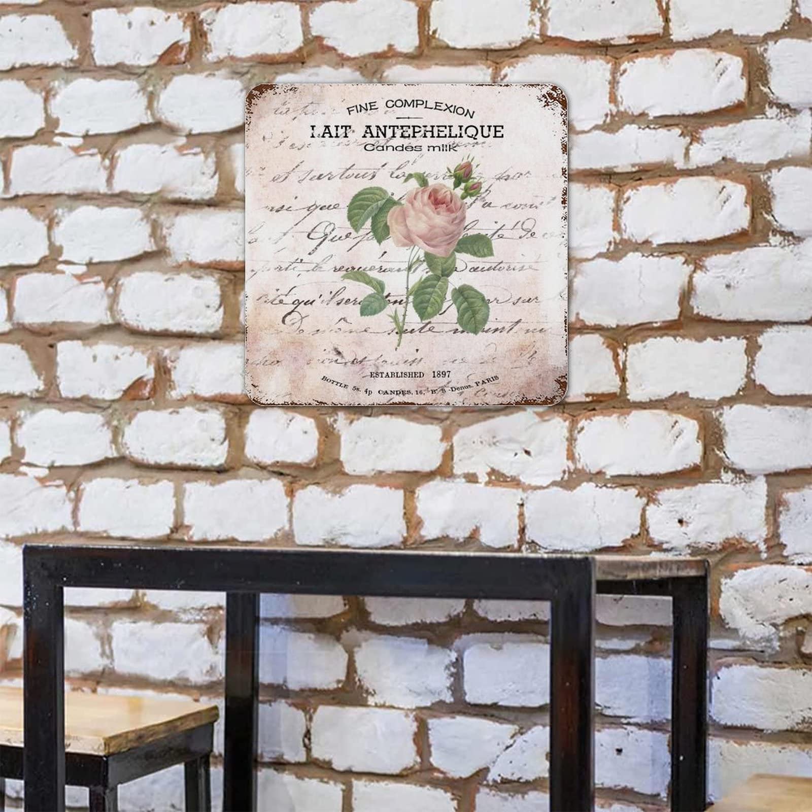 French Bouquet Pink Quote Vintage Metal Tin Sign Metal Tin Retro Sign Vintage Flowers Art Print Vintage Pub Wall Home Art Kitche