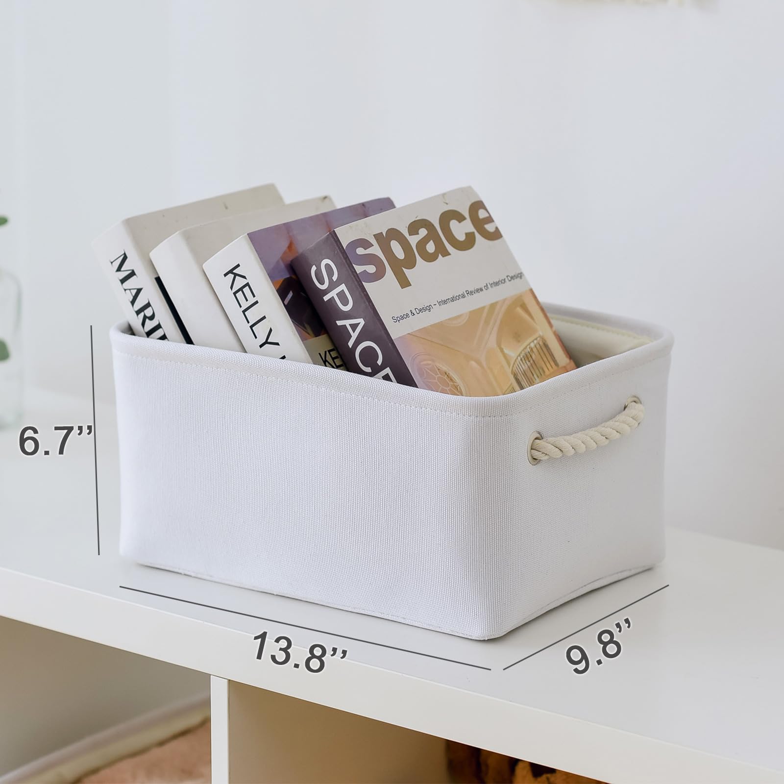 Thewarmhome Storage Bins For Shelves - Medium 3Pack 13.8L*9.8W*6.7H Inch Fabric Storage Cubes Canves Storage Basket For Organizi