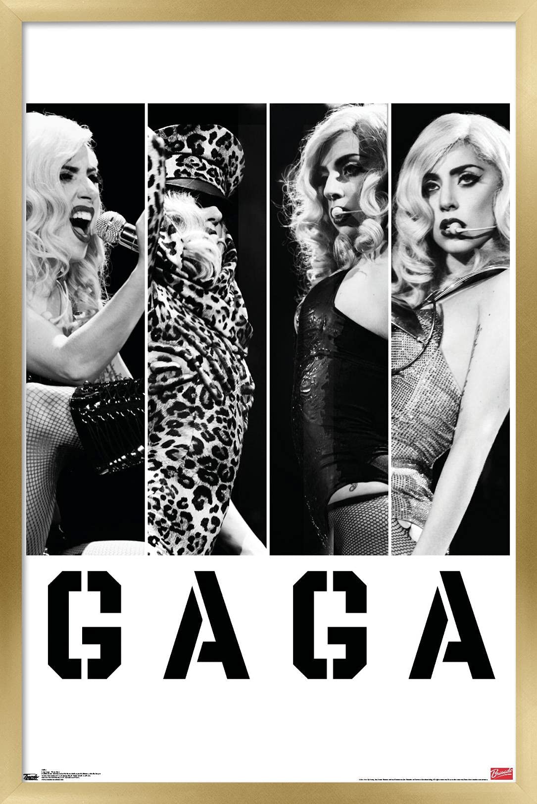 Trends International Lady Gaga - Photo Bars Wall Poster, 14.725'' X 22.375'', Gold Framed Version