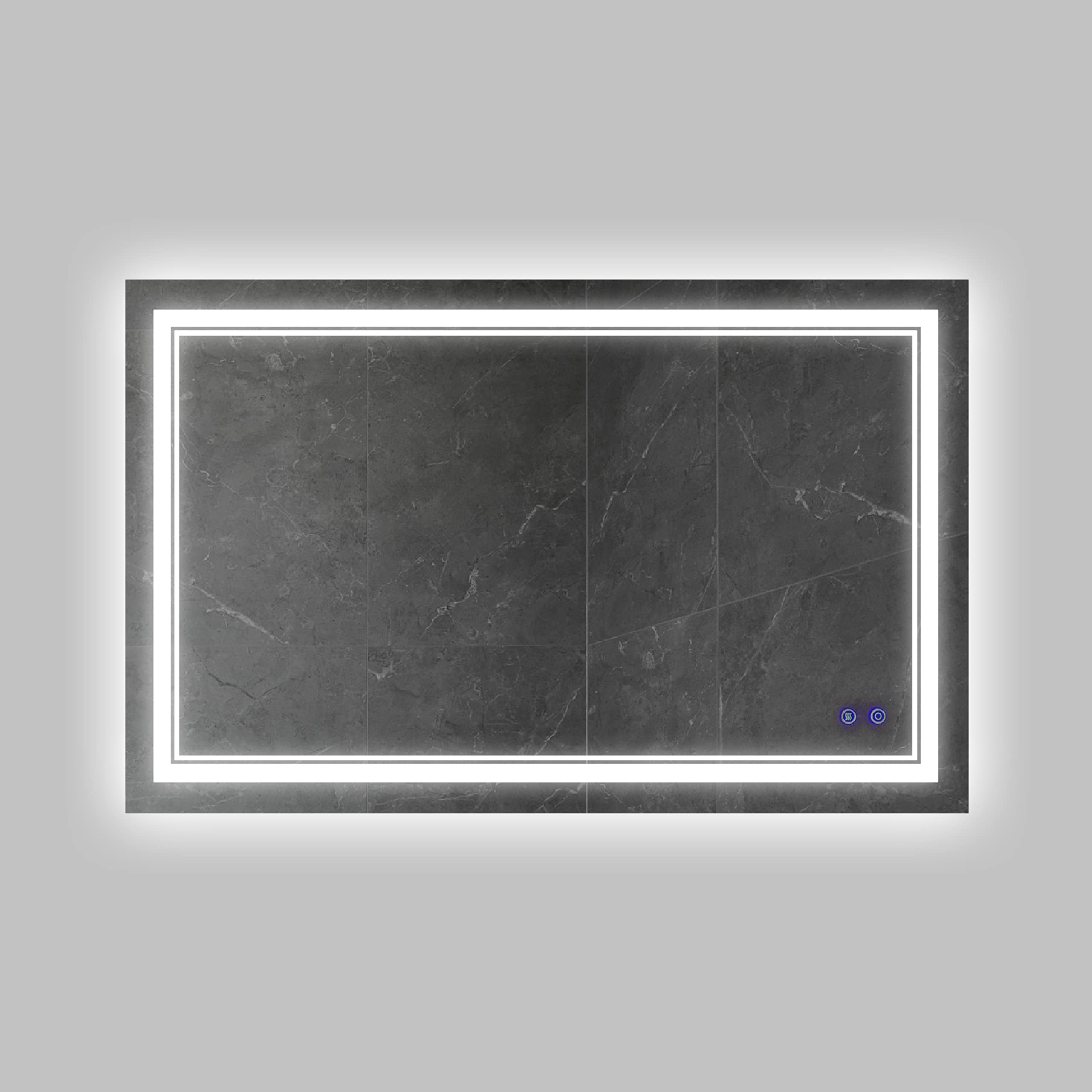 The Urban Port 40 x 24 Inch Frameless LED Illuminated Bathroom Wall Mirror, Touch Button Defogger, Rectangular