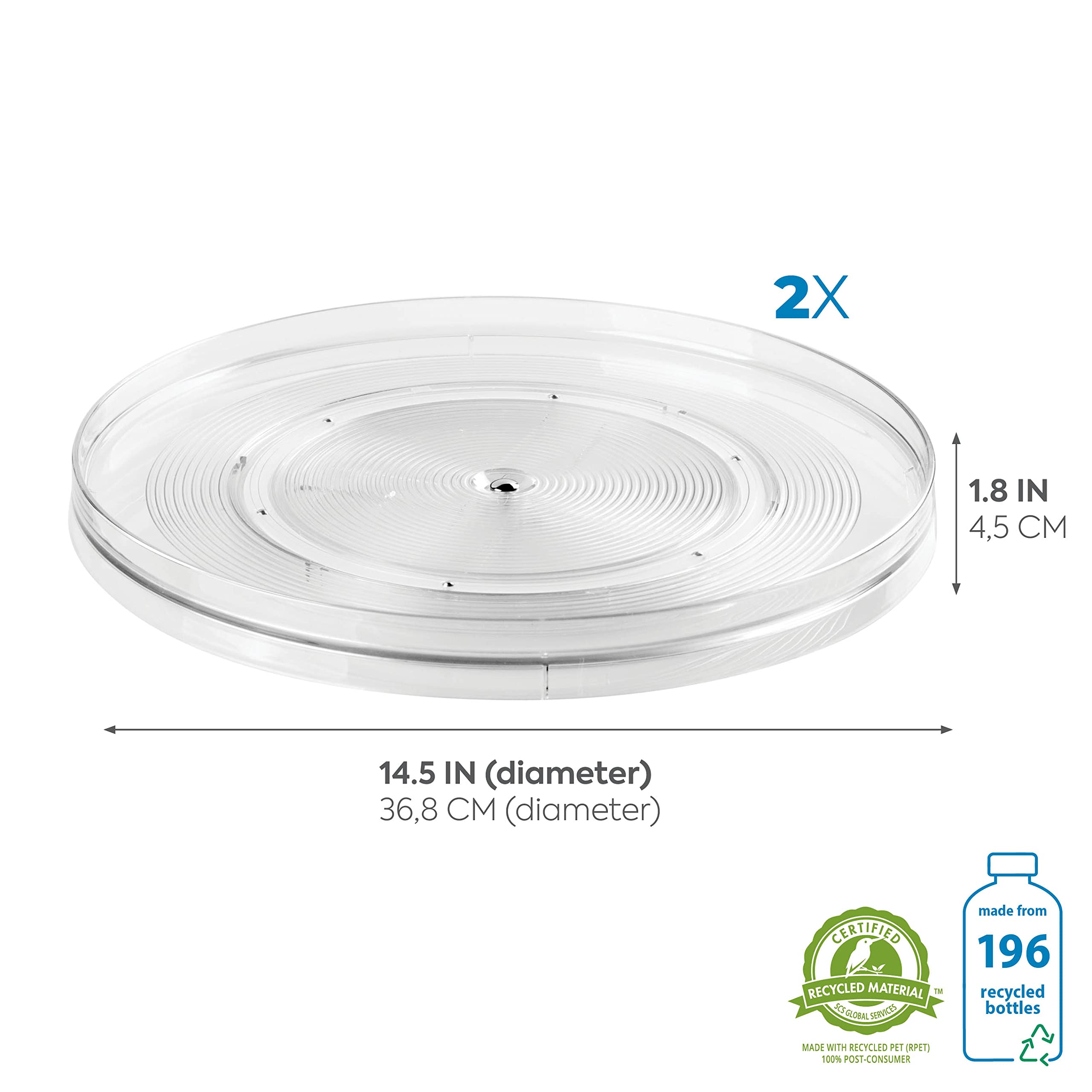 Idesign 54730M2 Linus Turntable Kitchen, Pantry Or Countertop Organization, 14'' Inch, Clear, 2 Count