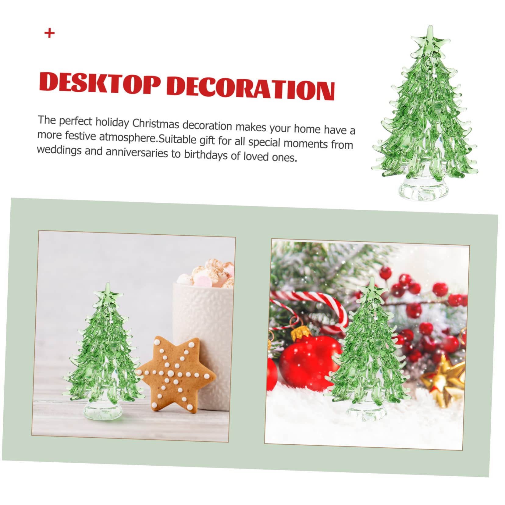 FONDOTIN Mini Christmas Tree Figurine Crystal Desktop Decor for Holiday Cheer Lighted Christmas Tree Design for Festive Decorati