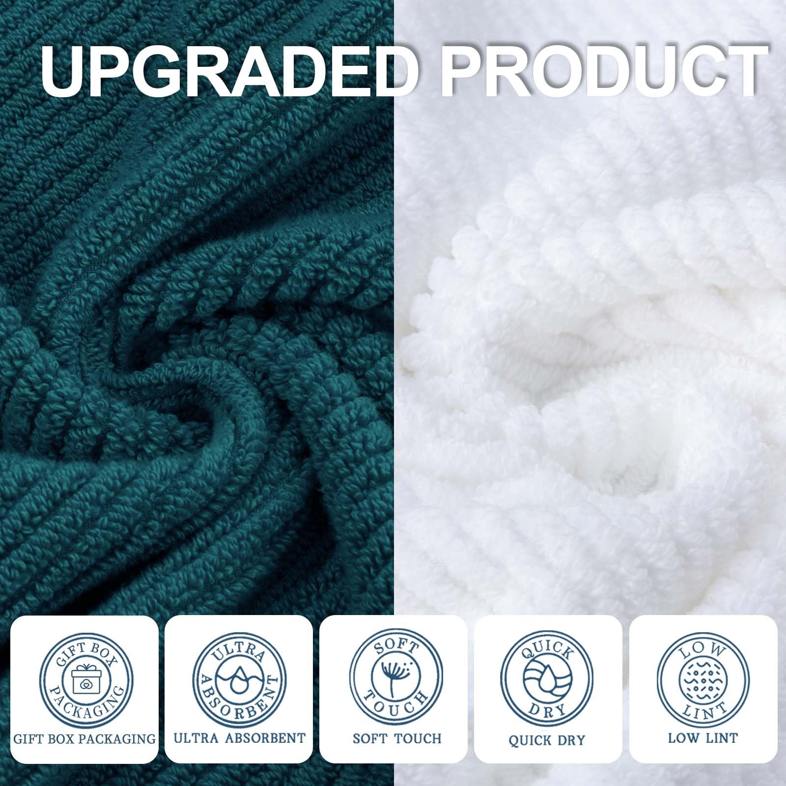Towels For Bathroom - 100% Cotton | Quick Dry | Light Weight | Thick | Soft, 6 Piece Towel Set, 2 Large Bath 30''X56'', 2 Hand 1