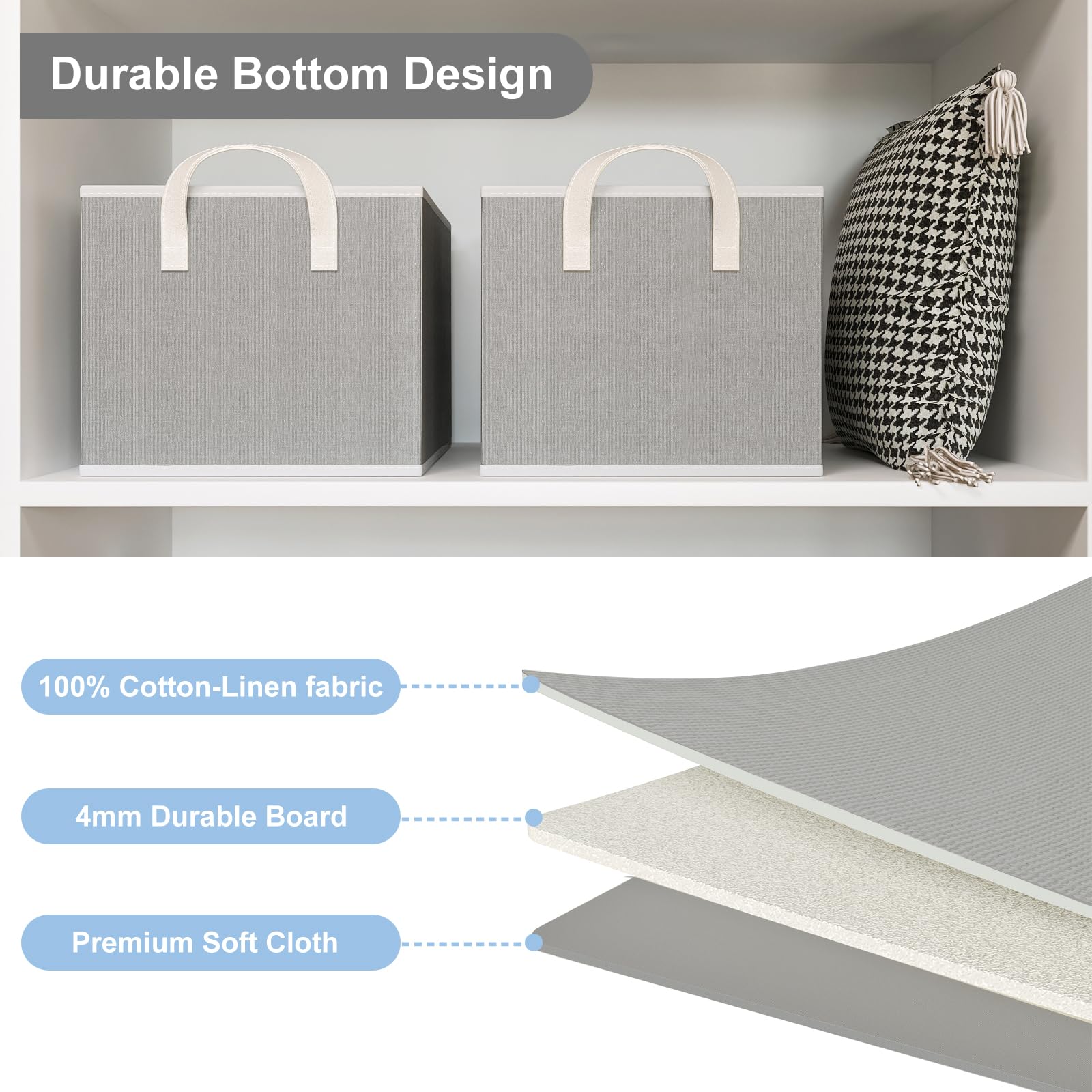 Coyacool Storage Bins For Shelves, 3-Pack Storage Baskets For Closet, Small Linen Organizers And Storage Bins For Bedroom, Colla