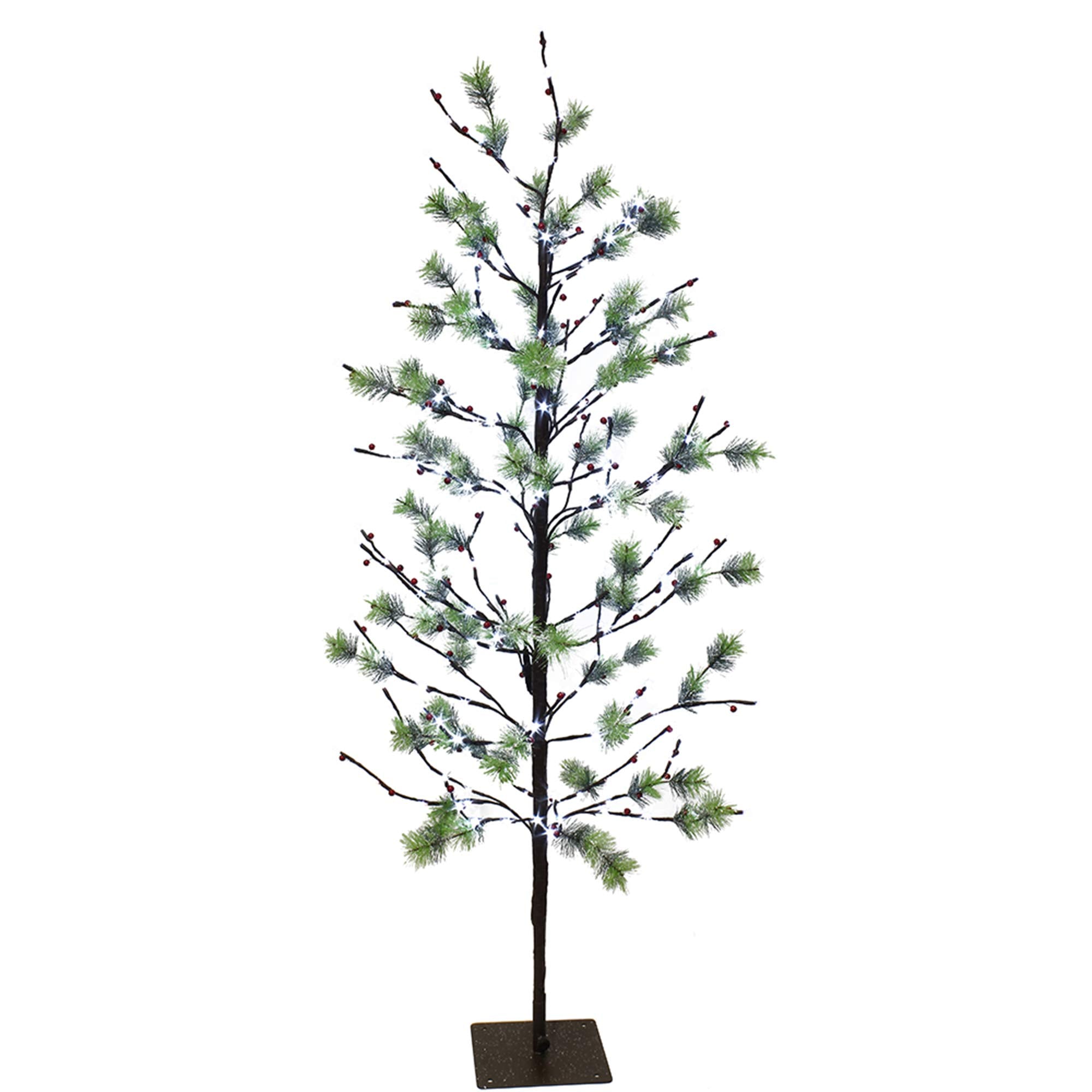 Spirit Linen home Puleo International 5-Foot Pre-Lit Glitter Artifical Christmas Tree, Green