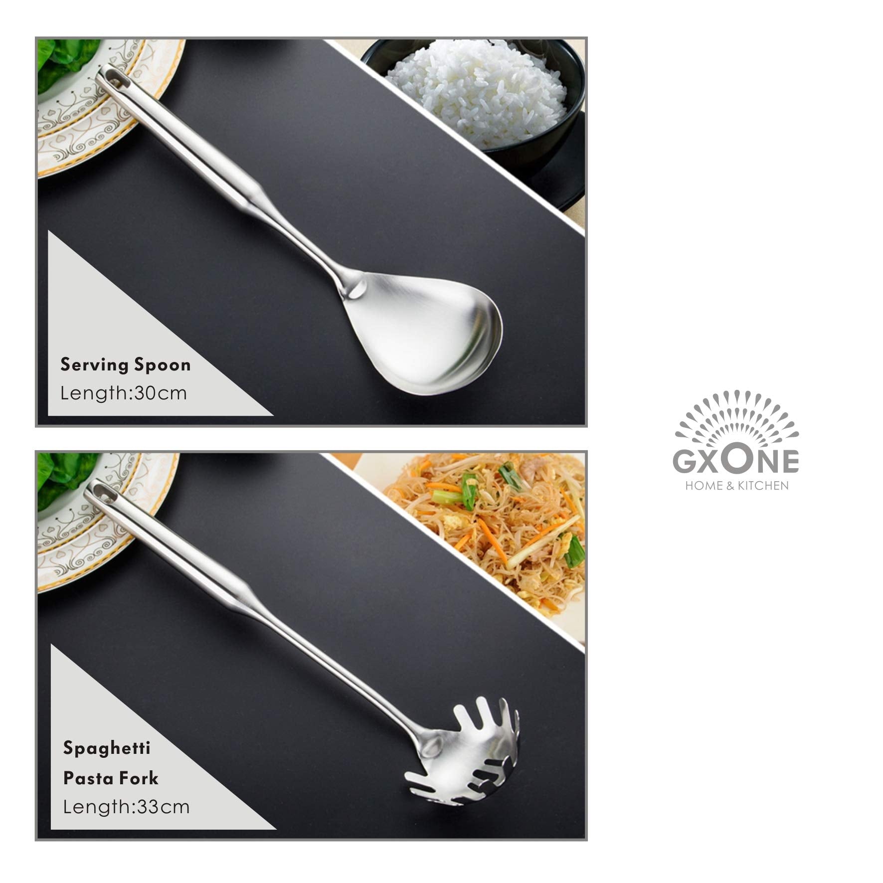 Kitchen Utensil Set - 6 Piece Stainless Steel Cooking Utensils With Rotating Holder Organizer Includes Slotted Spoon, Slotted Sp