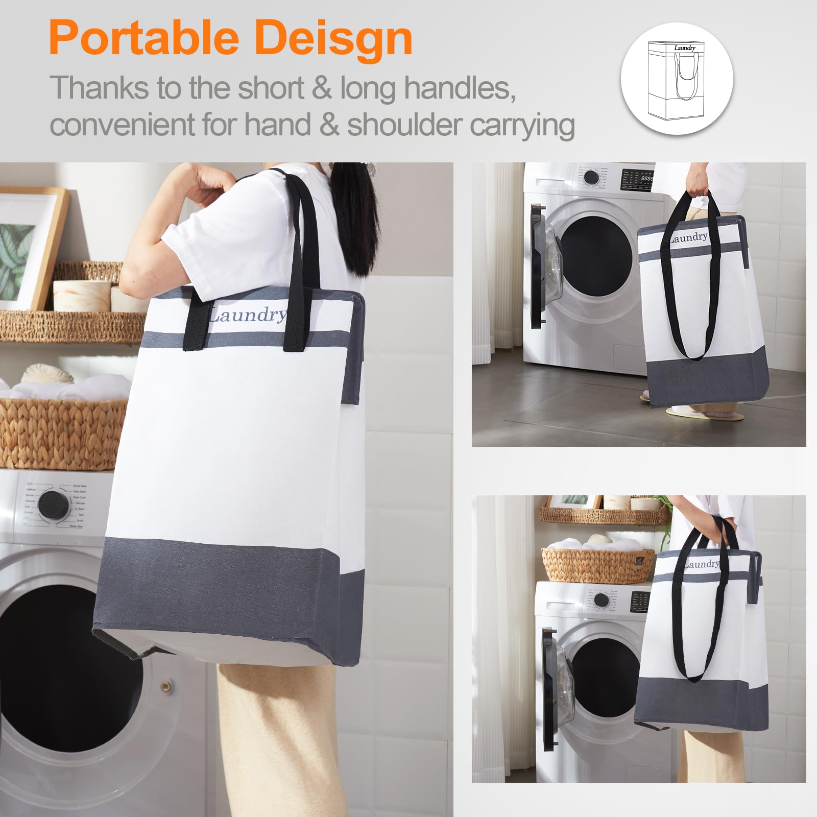Fairyhaus Laundry Basket 100L, 2Pack Laundry Hamper With Easy Carry Handles, Collapsible Laundry Baskets Hampers For Bathroom Cl