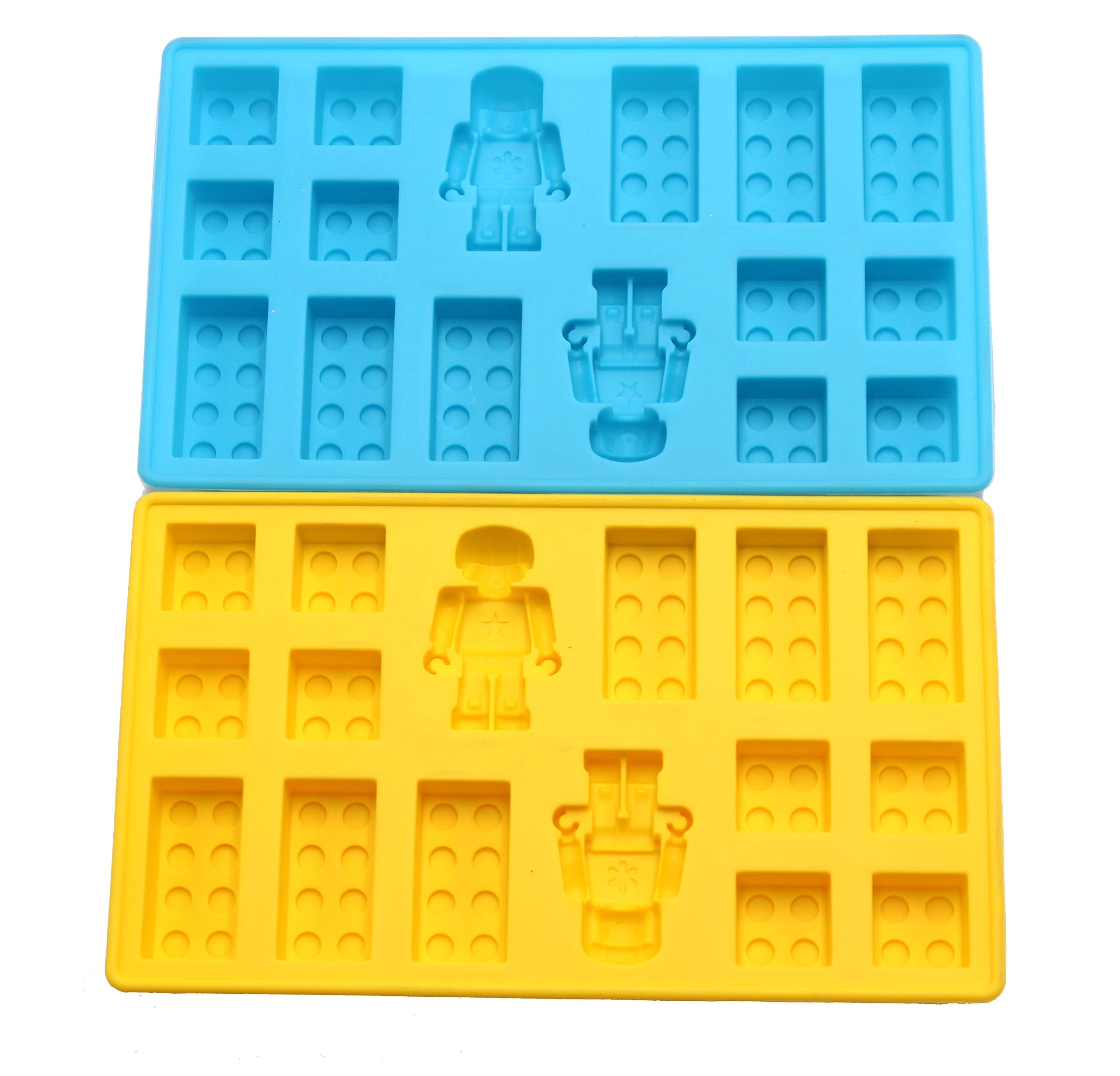 Minifigure Multi Building Bricks Ice Cube Trays & Candy Chocolate Molds For Melted Chocolate & Crayons - Birthday Day Or Party F
