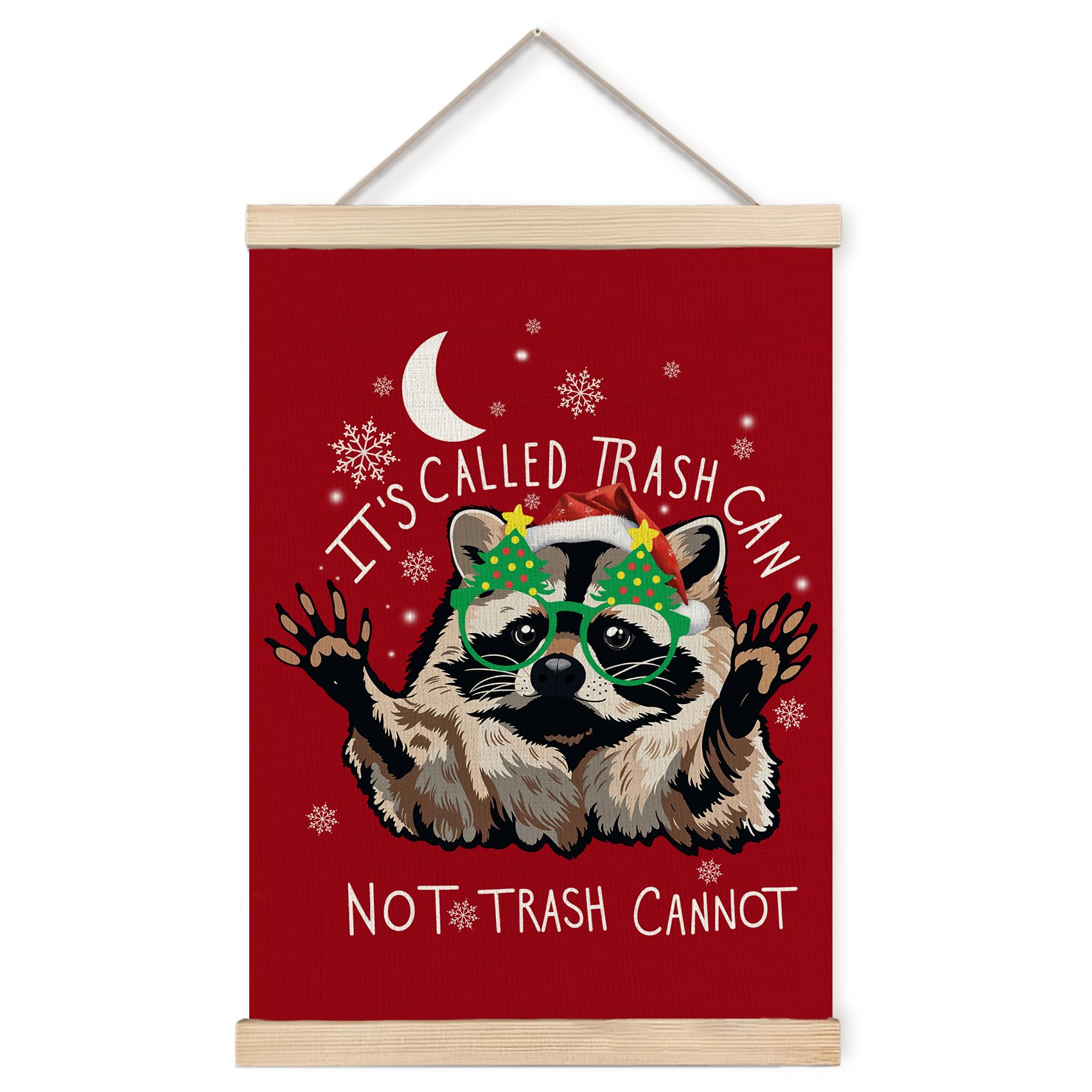 Foritho Christmas Raccoon Poster Wall Art Framed, Raccoon Lovers Gifts, Funny Christmas Winter Trash Panda Animal Canvas Prints 
