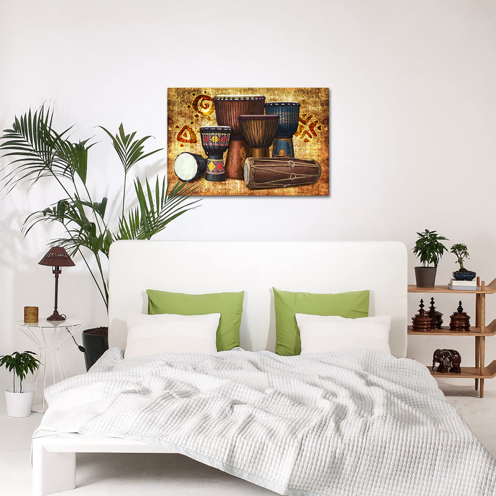 Skenoart Indian Wall Art Vintage Brown Painting Ethnic Ancient Artwork Traditional Drum Picture Prints African Canvas Print For